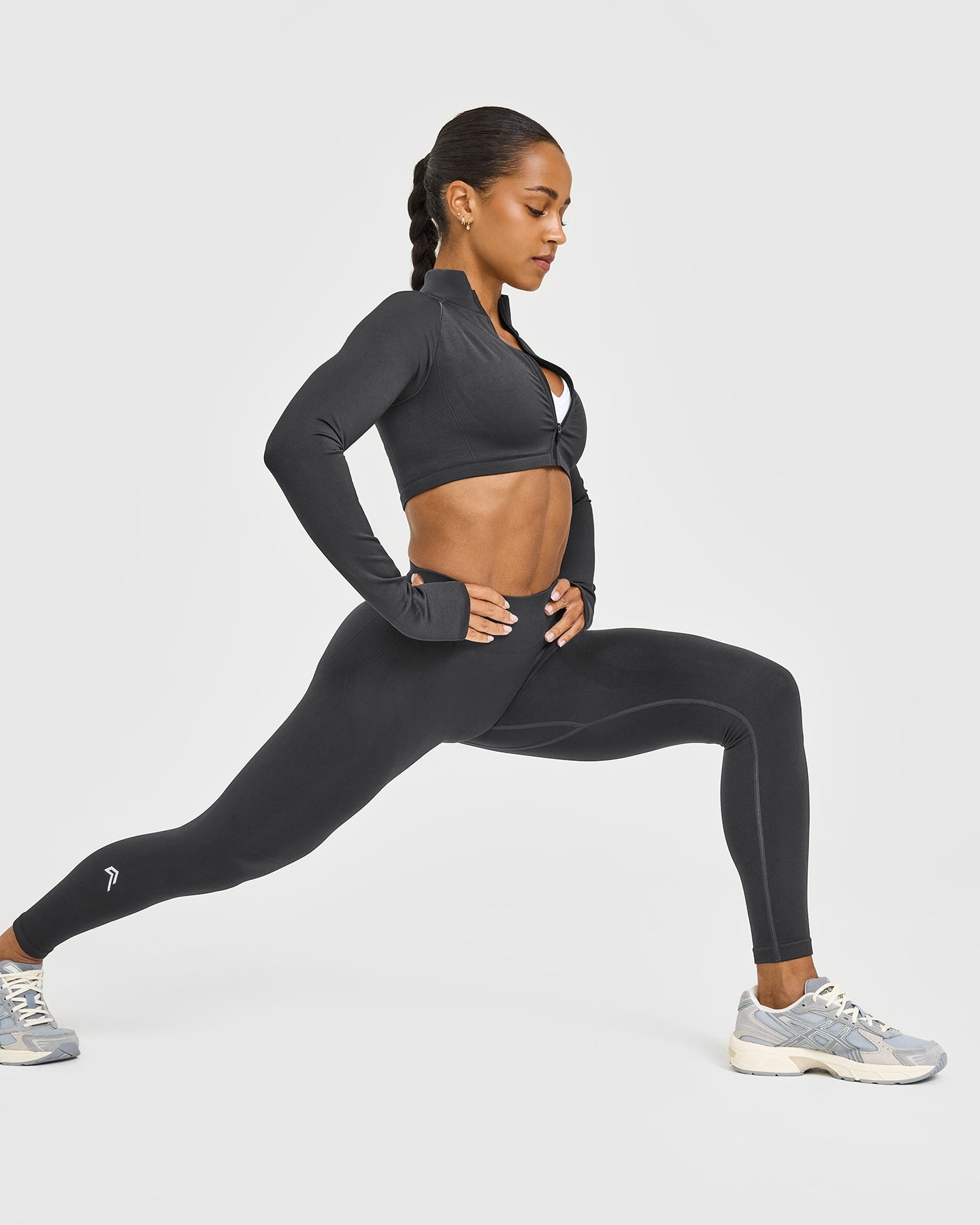 EnhanceLift Seamless Leggings with White Logo | Coal - Image 6