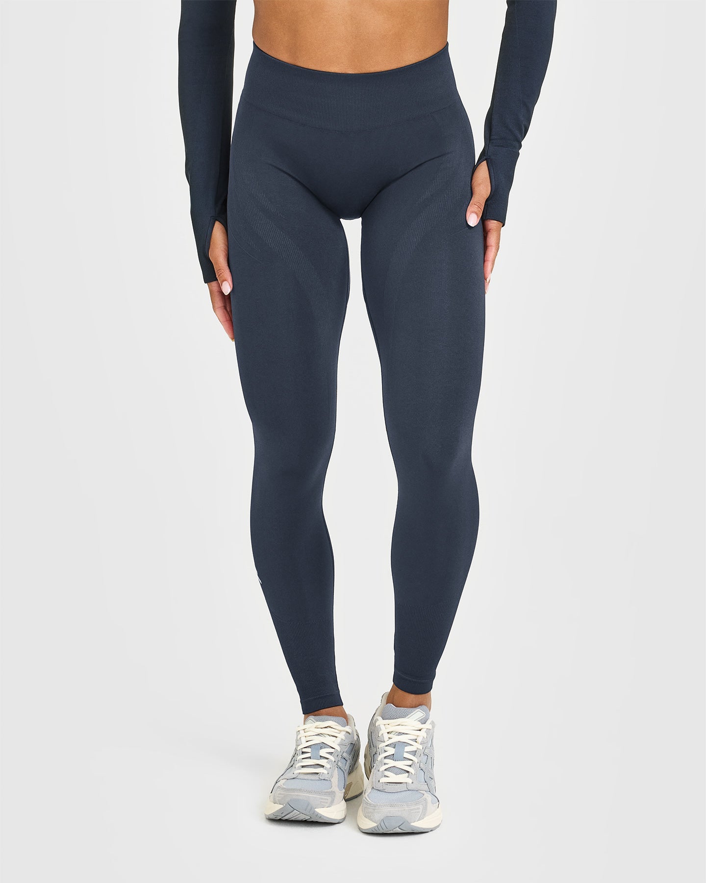 EnhanceLift Seamless Leggings with White Logo | True Blue - Image 6