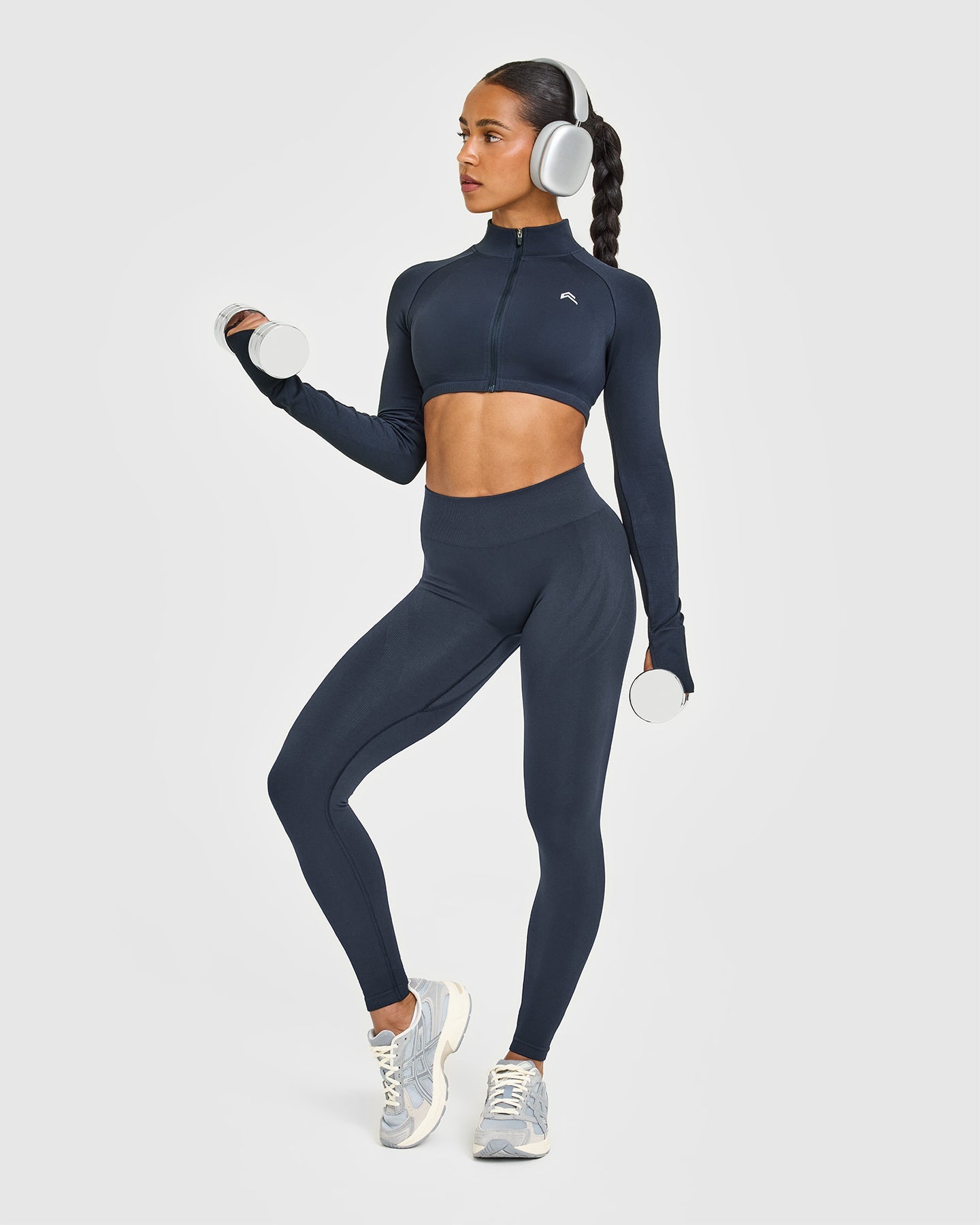 EnhanceLift Seamless Leggings with White Logo | True Blue - Image 3