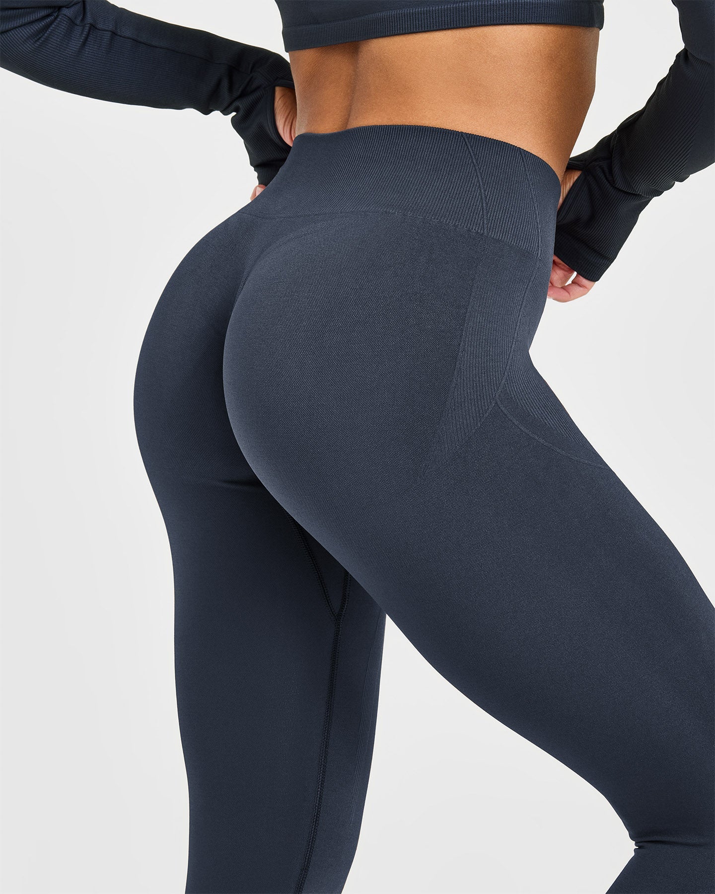 EnhanceLift Seamless Leggings with White Logo | True Blue - Image 4