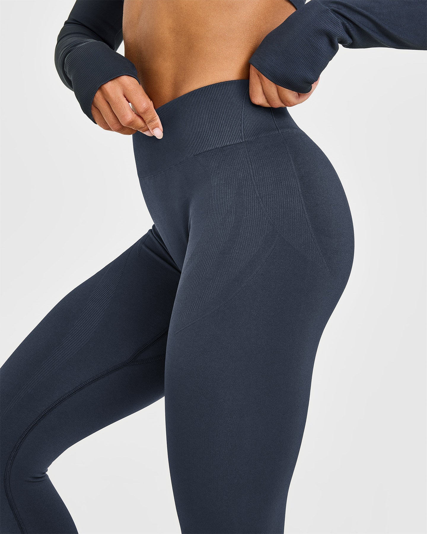 EnhanceLift Seamless Leggings with White Logo | True Blue - Image 5