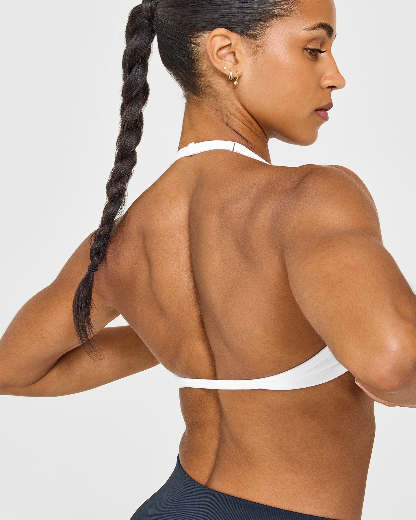 EnhanceLift Seamless Minimal Halter Neck Bralette | White - Image 4