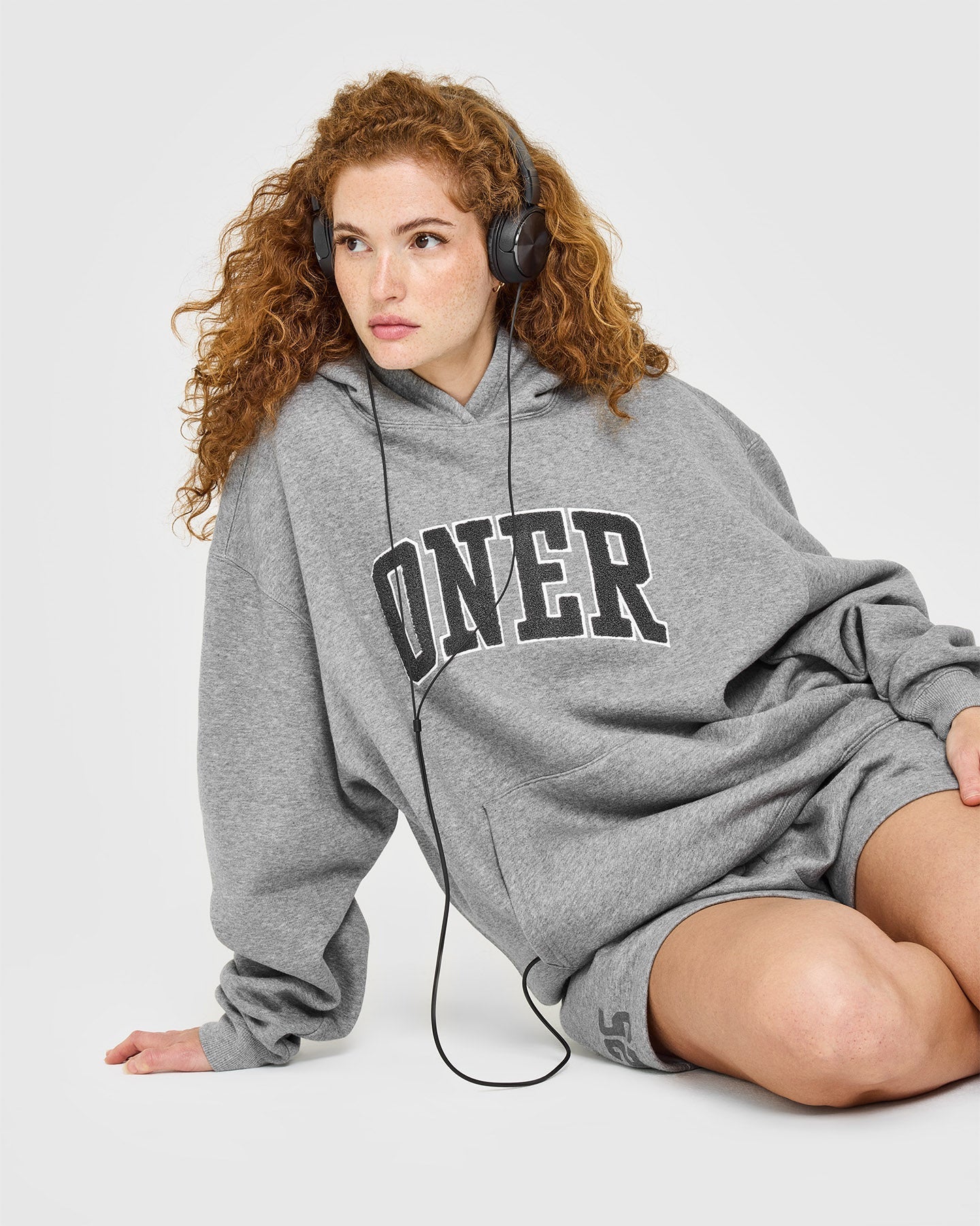 Alternative view of Foundations Oversized Oner 25 Hoodie | Charcoal Marl