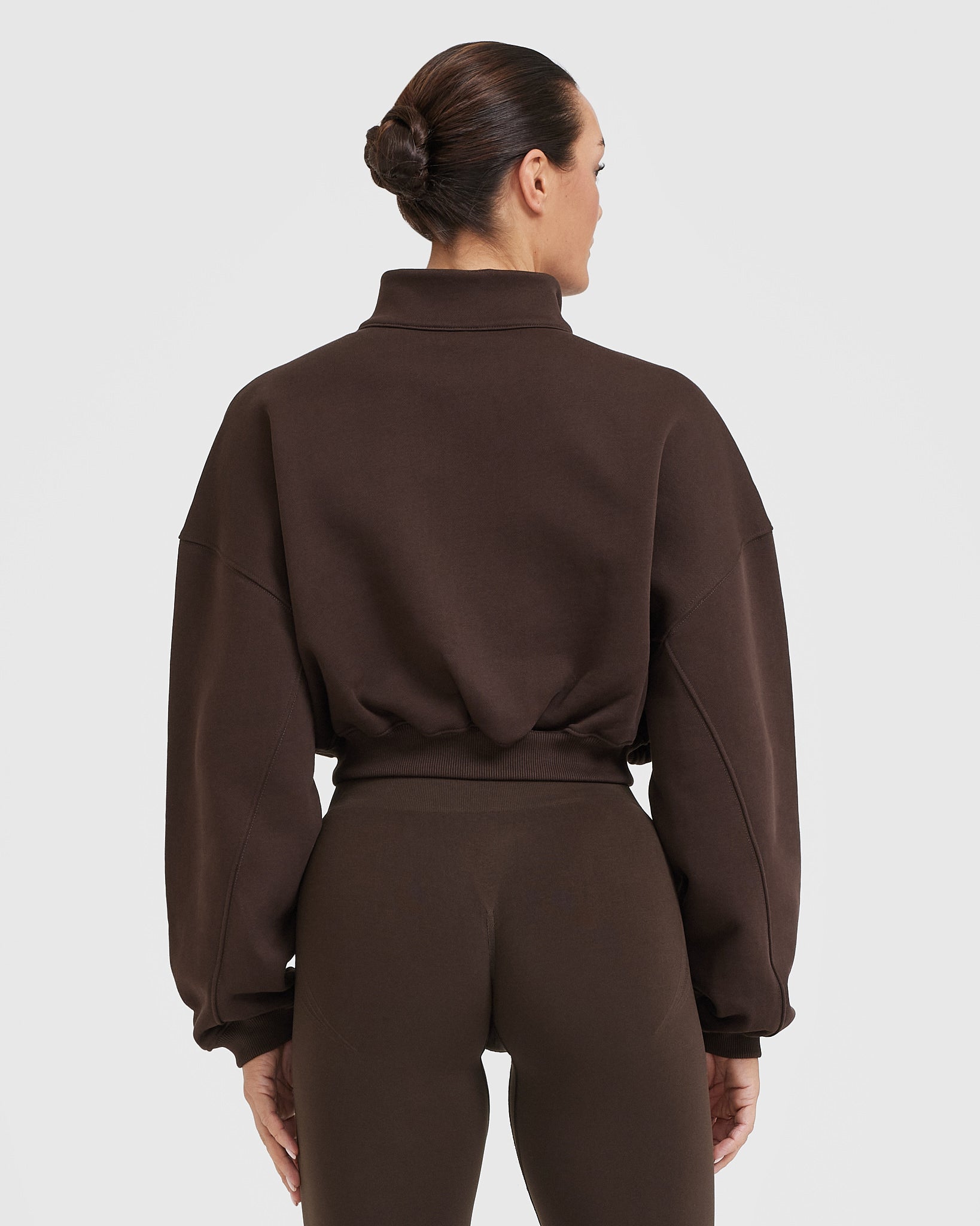 Alternative view of All Day Cosy Crop 1/4 Zip Sweatshirt | 70% Cocoa