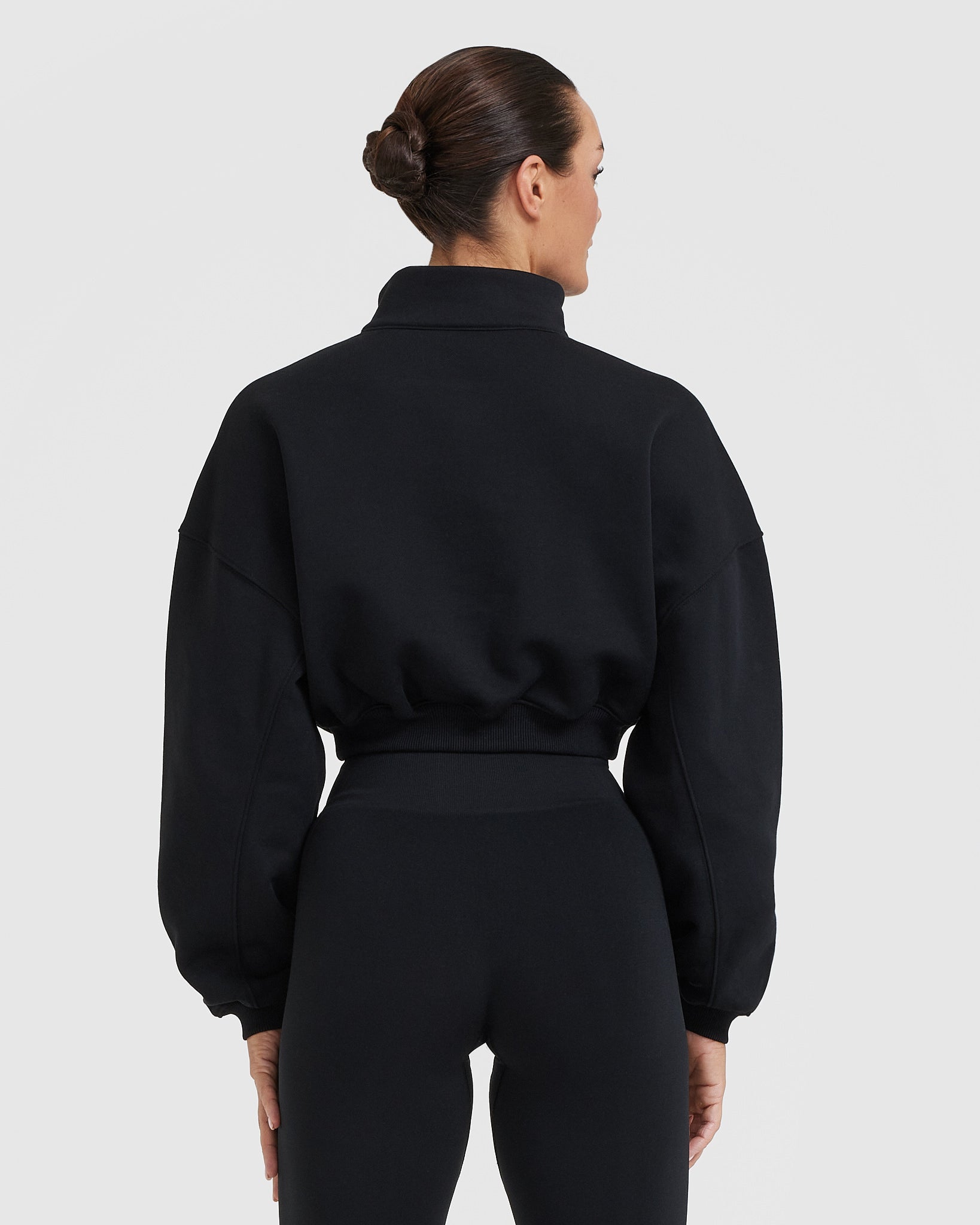 Alternative view of All Day Cosy Crop 1/4 Zip Sweatshirt | Black