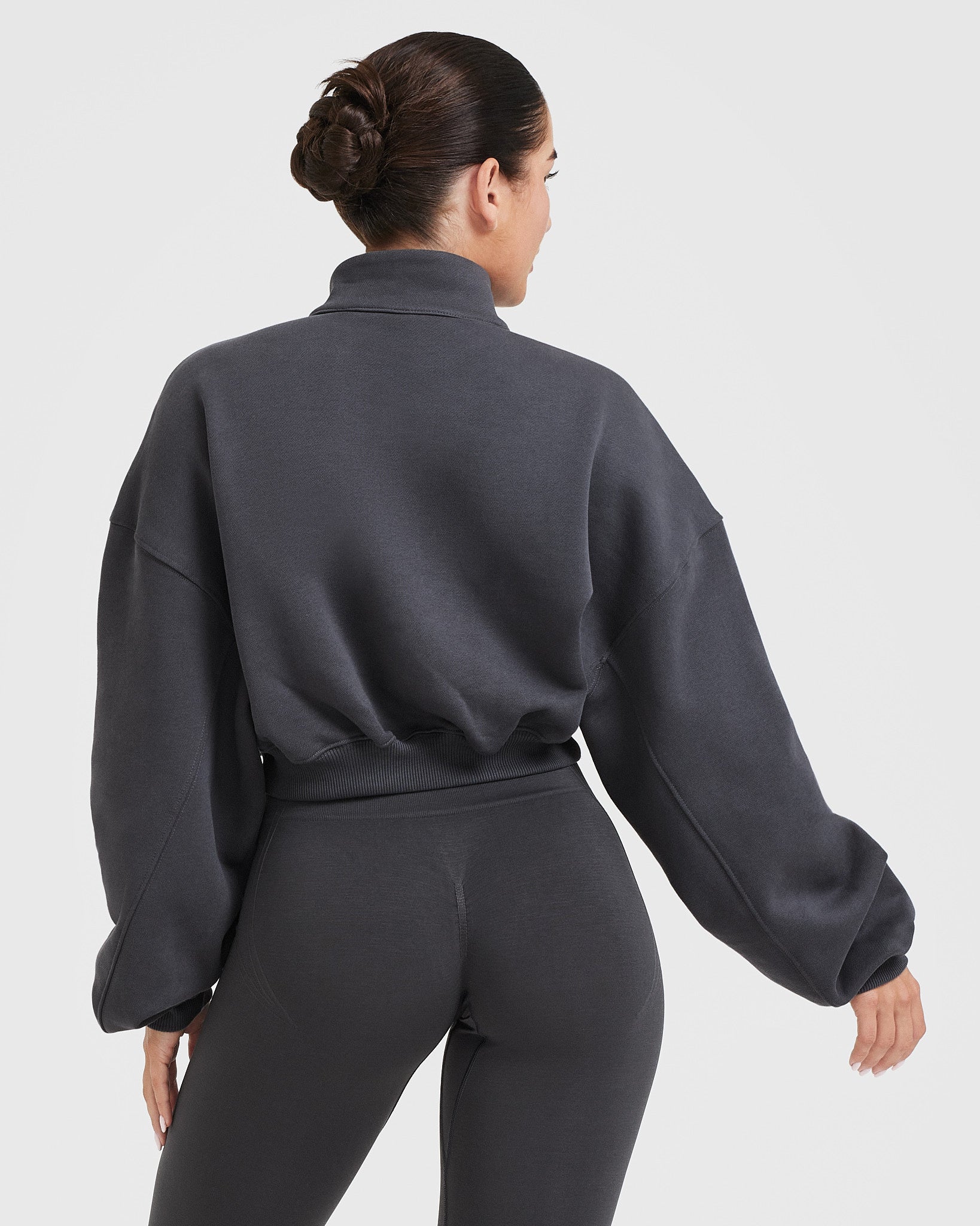 Alternative view of All Day Cosy Crop 1/4 Zip Sweatshirt | Coal
