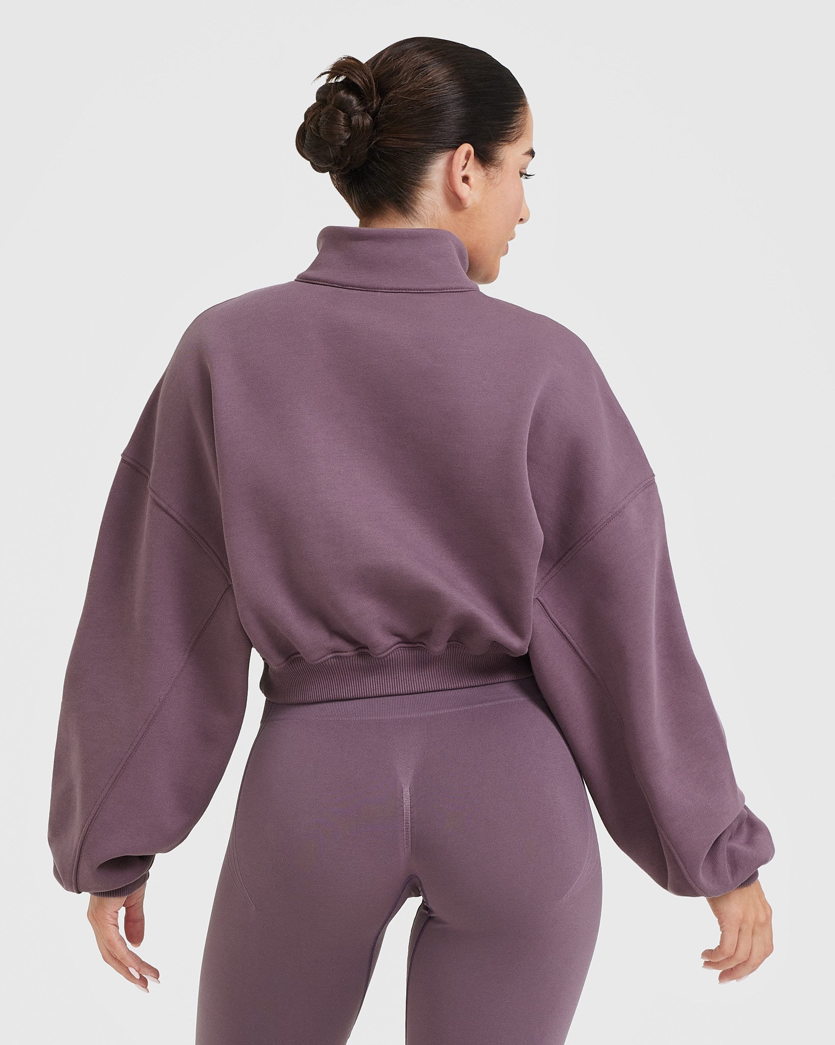 Alternative view of All Day Cosy Crop 1/4 Zip Sweatshirt | Vintage Purple