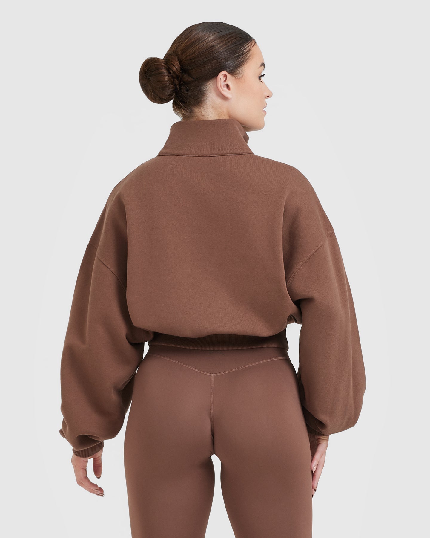 Alternative view of All Day Crop 1/4 Zip Sweatshirt | Chestnut