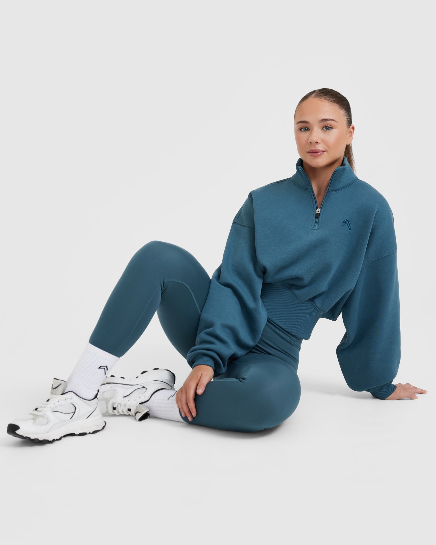 All Day Crop 1/4 Zip Sweatshirt | Lake Blue - Image 5