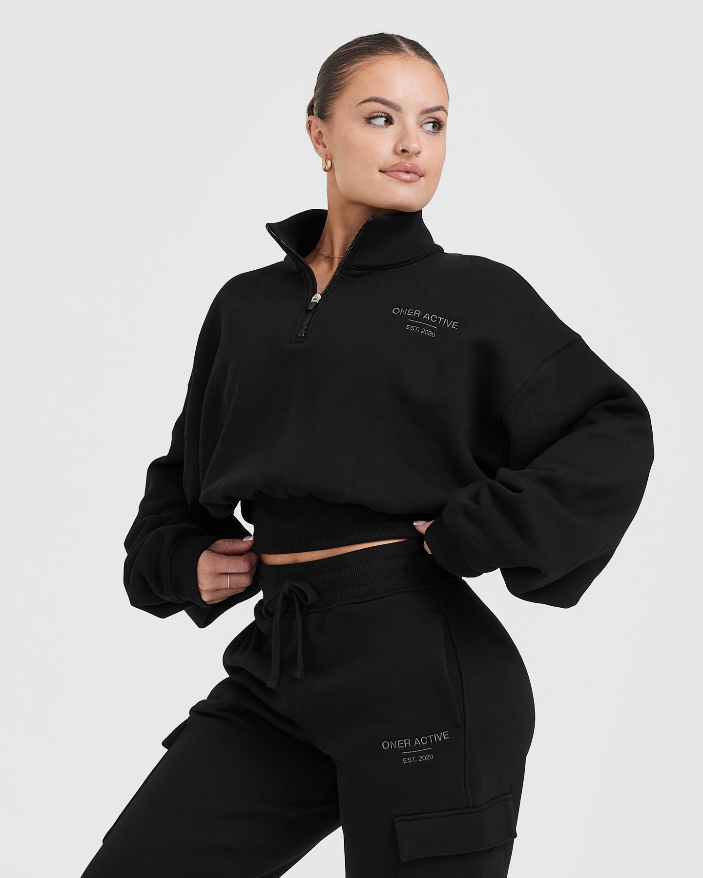 All Day Est 2020 Crop 1/4 Zip Sweatshirt | Black - Image 3