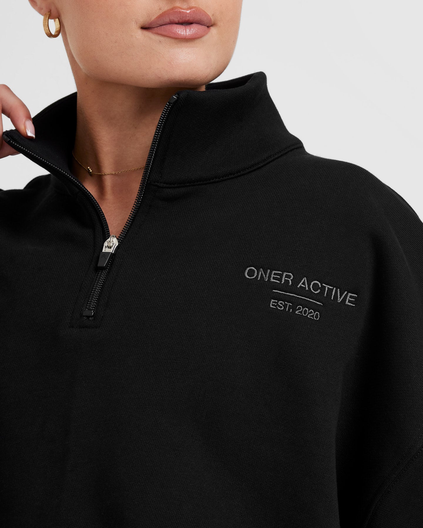 All Day Est 2020 Crop 1/4 Zip Sweatshirt | Black - Image 4