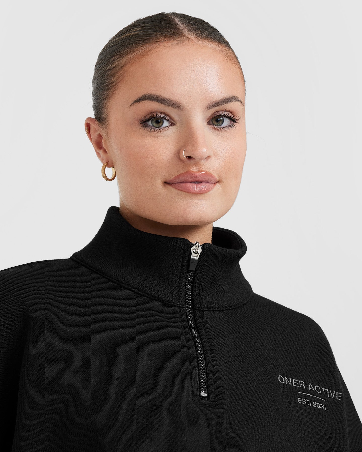 All Day Est 2020 Crop 1/4 Zip Sweatshirt | Black - Image 5