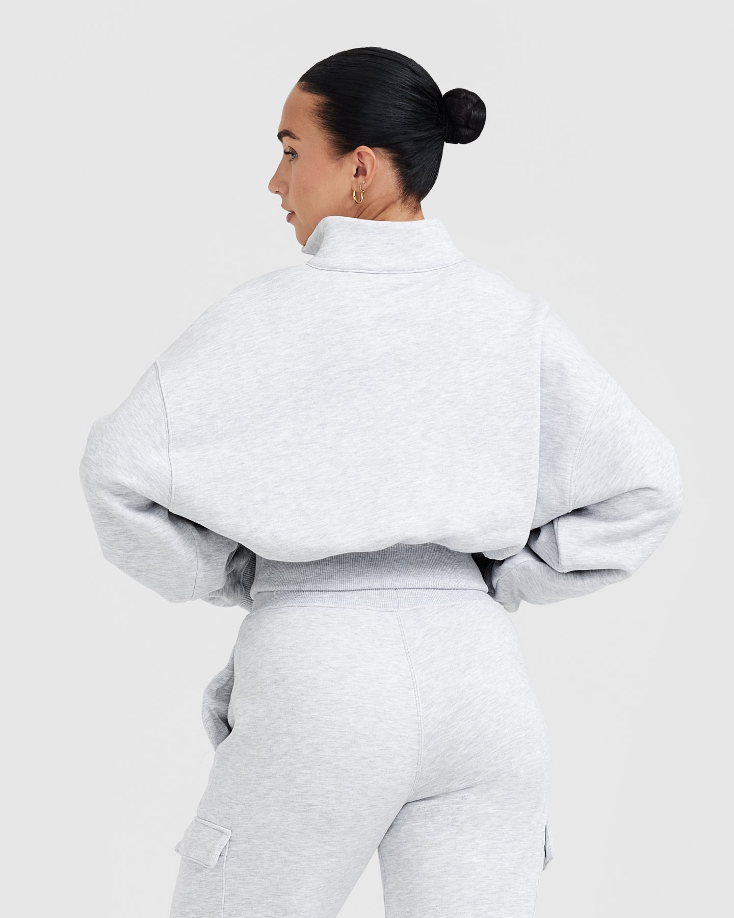 Alternative view of All Day Est 2020 Crop 1/4 Zip Sweatshirt | Light Grey Marl
