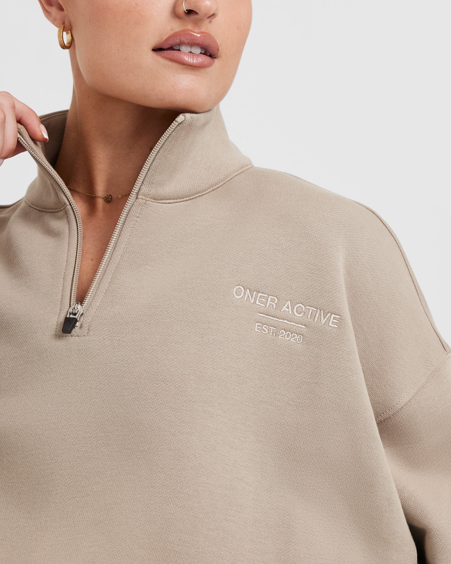 All Day Est 2020 Crop 1/4 Zip Sweatshirt | Sandstone - Image 4