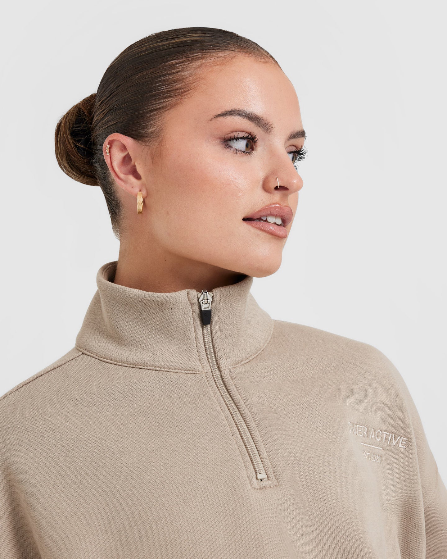 All Day Est 2020 Crop 1/4 Zip Sweatshirt | Sandstone - Image 5