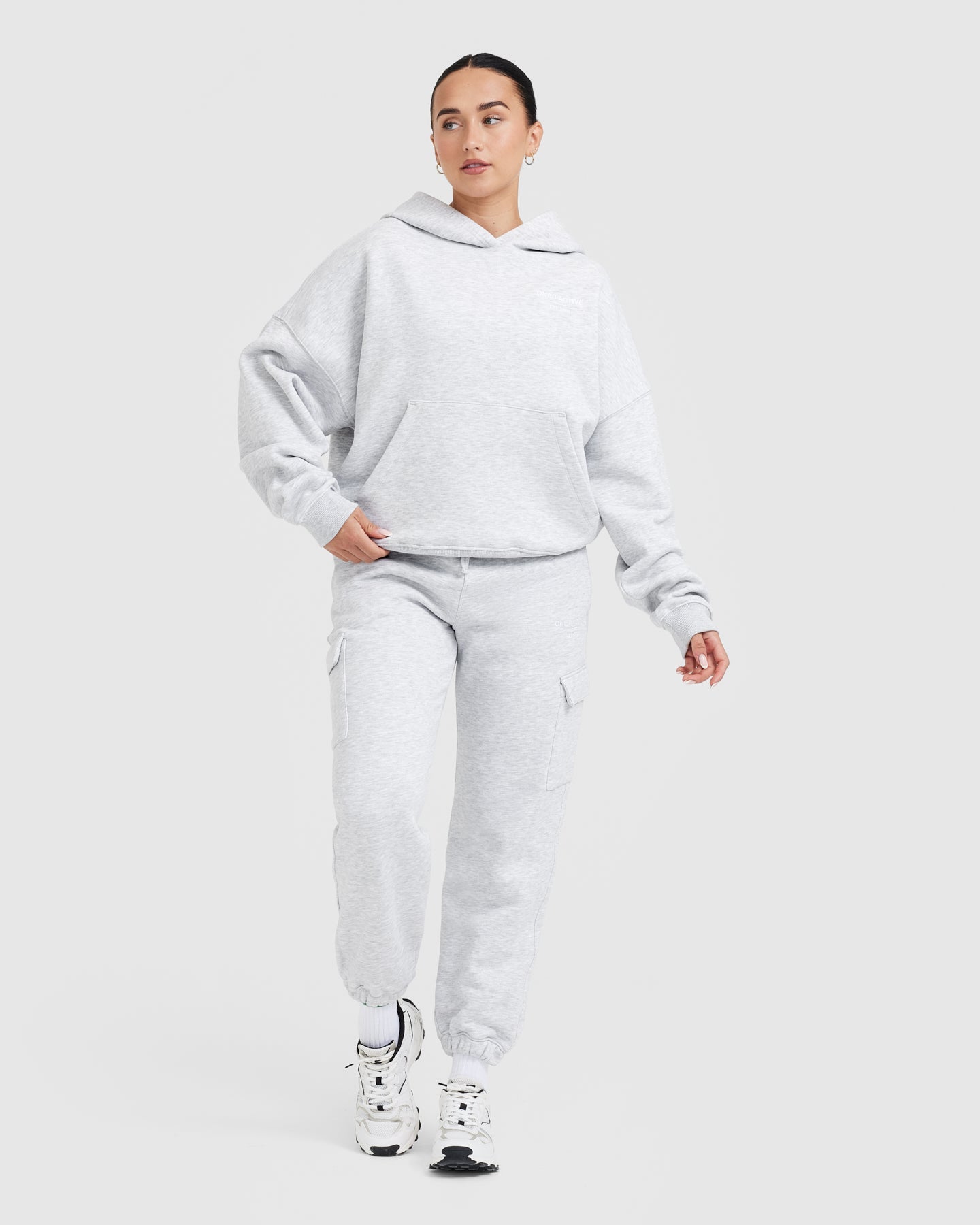 All Day Est 2020 Oversized Hoodie | Light Grey Marl - Image 3