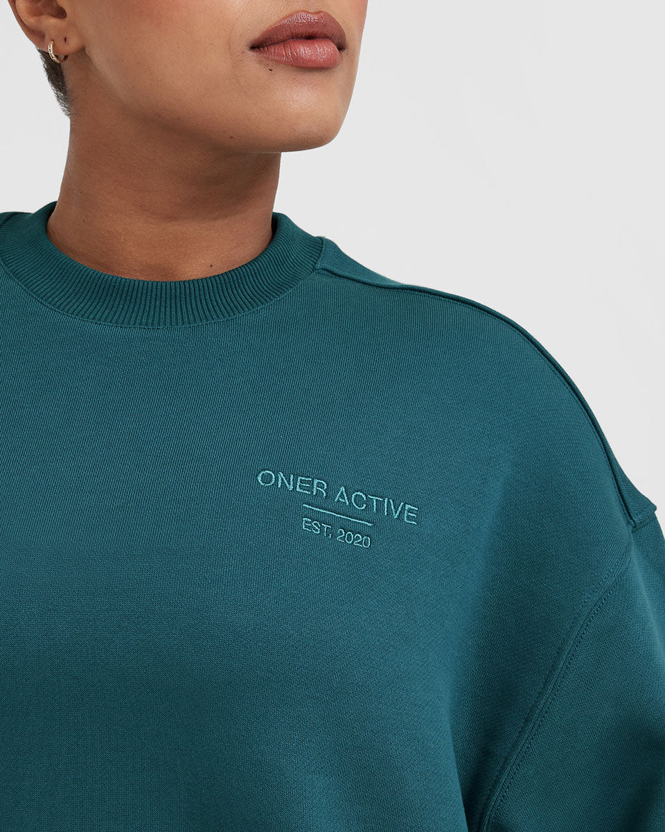 All Day Est 2020 Oversized Sweatshirt | Marine Teal - Image 5