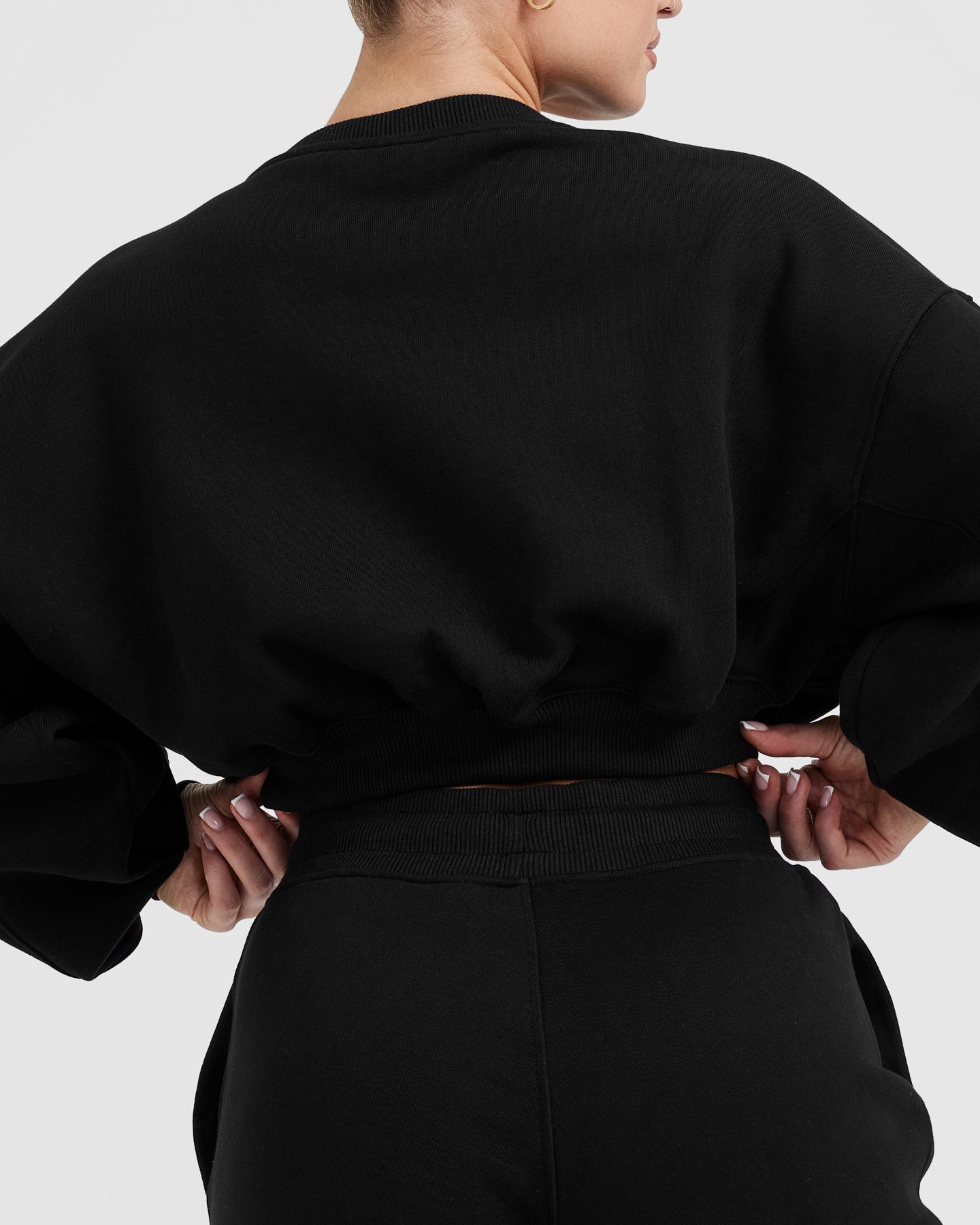 All Day Est 2020 Crop V Neck Sweatshirt | Black - Image 5