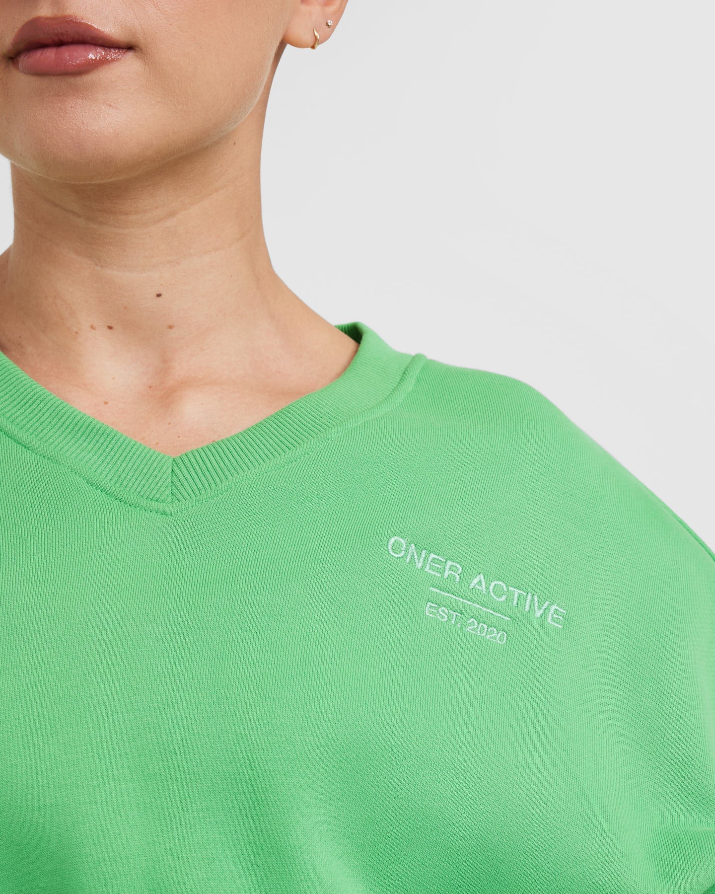 All Day Est 2020 Crop V Neck Sweatshirt | Jade - Image 4