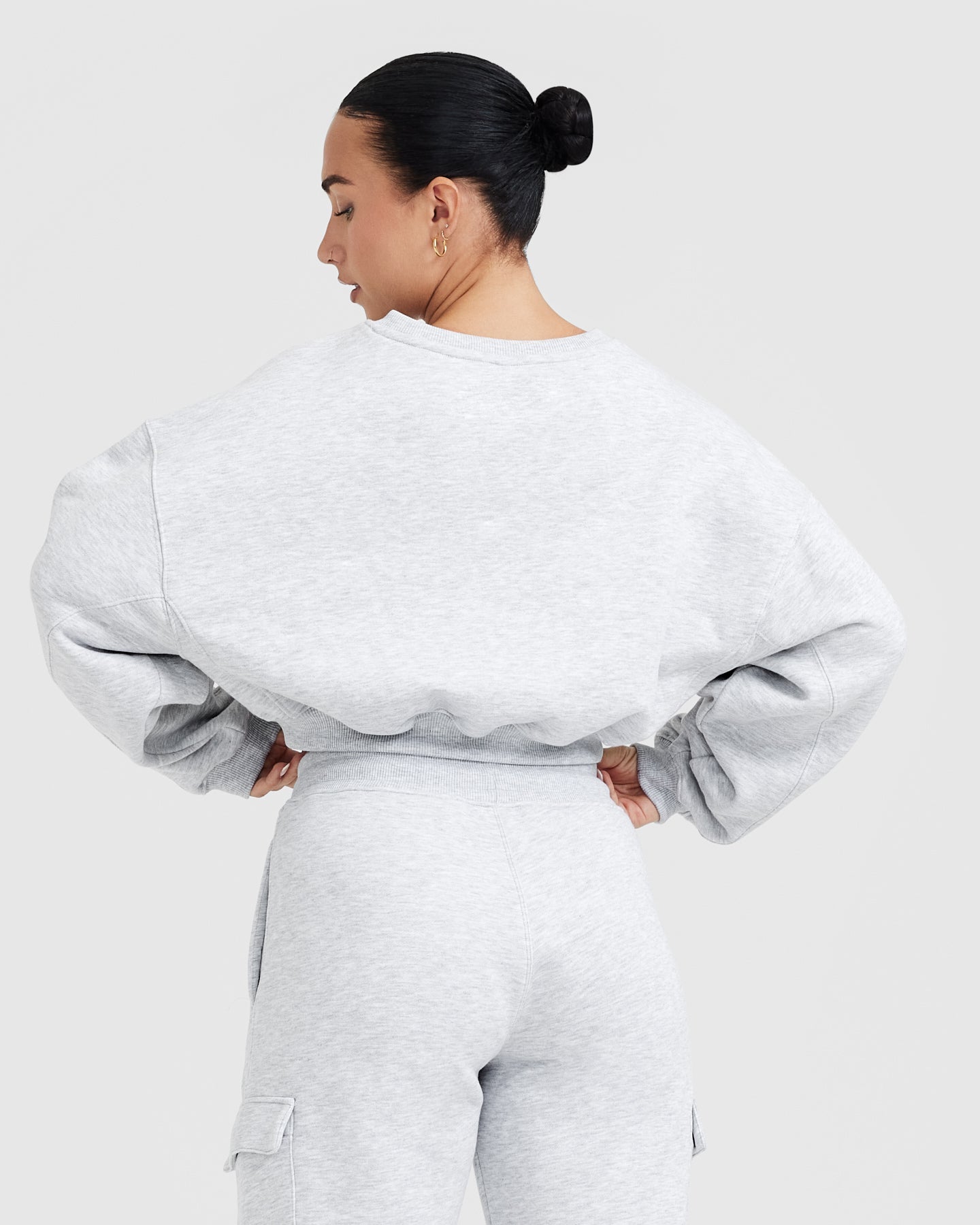 Alternative view of All Day Est 2020 Crop V Neck Sweatshirt | Light Grey Marl