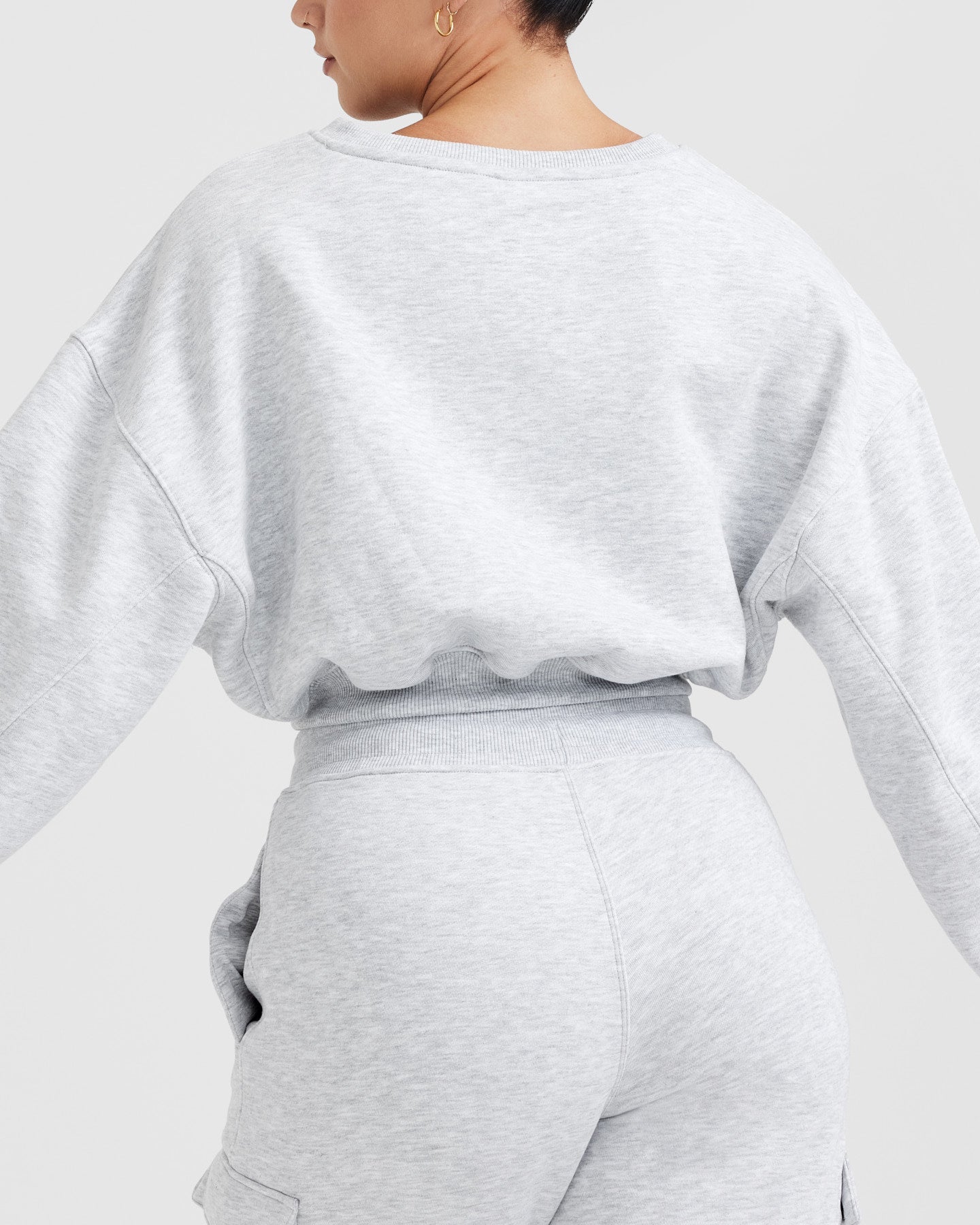 All Day Est 2020 Crop V Neck Sweatshirt | Light Grey Marl - Image 5