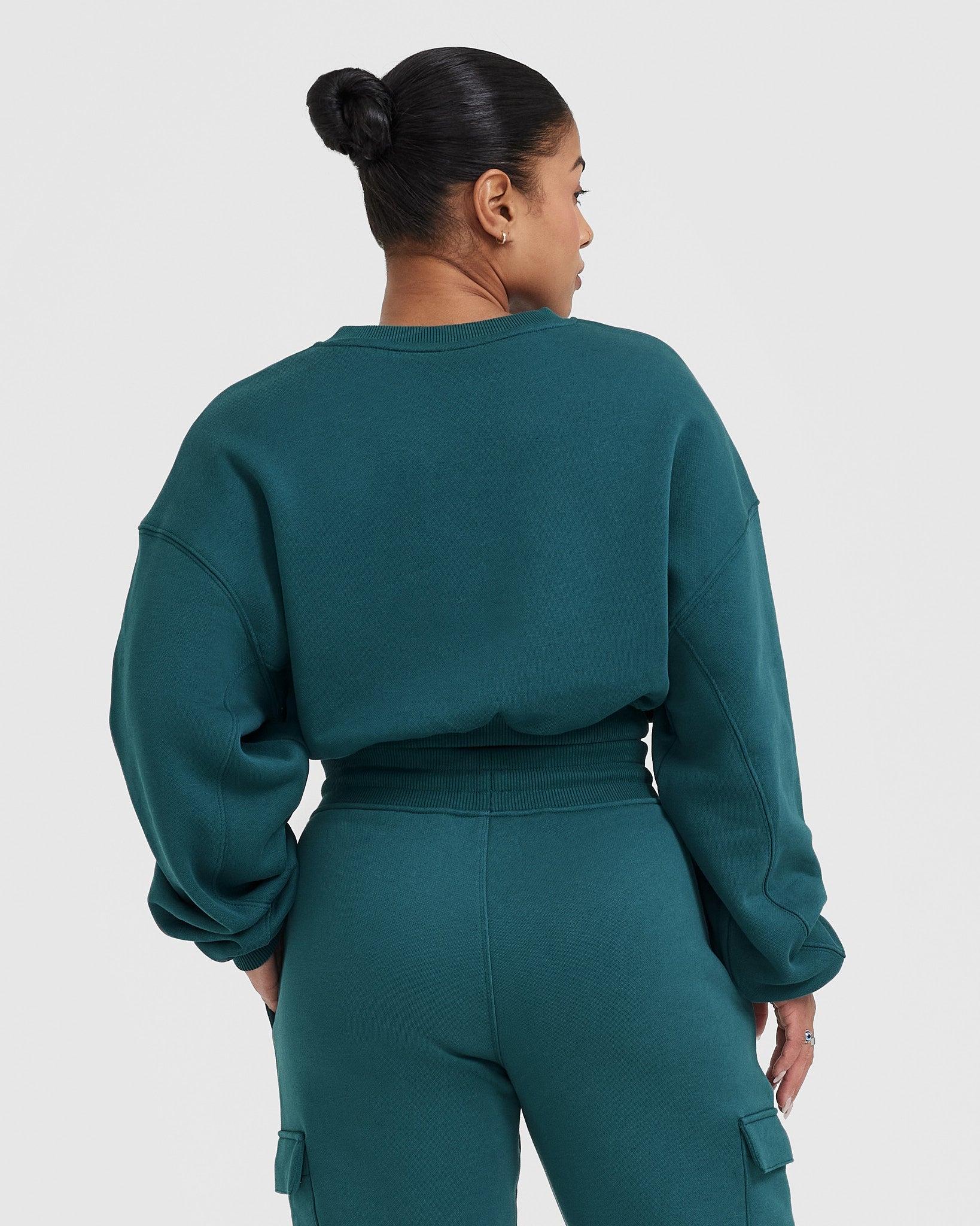 Alternative view of All Day Est 2020 Crop V Neck Sweatshirt | Marine Teal