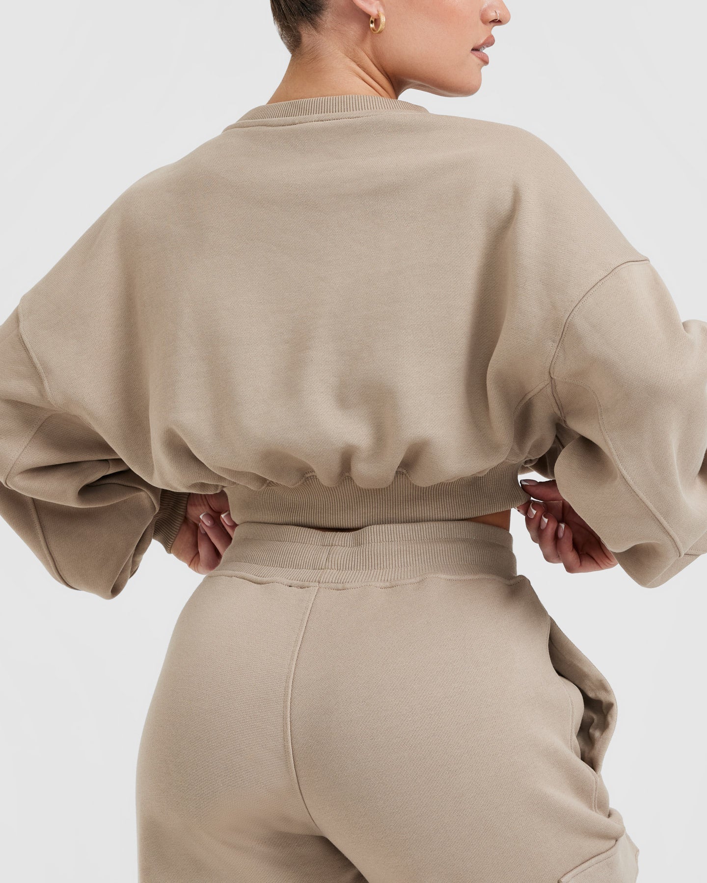 All Day Est 2020 Crop V Neck Sweatshirt | Sandstone - Image 5