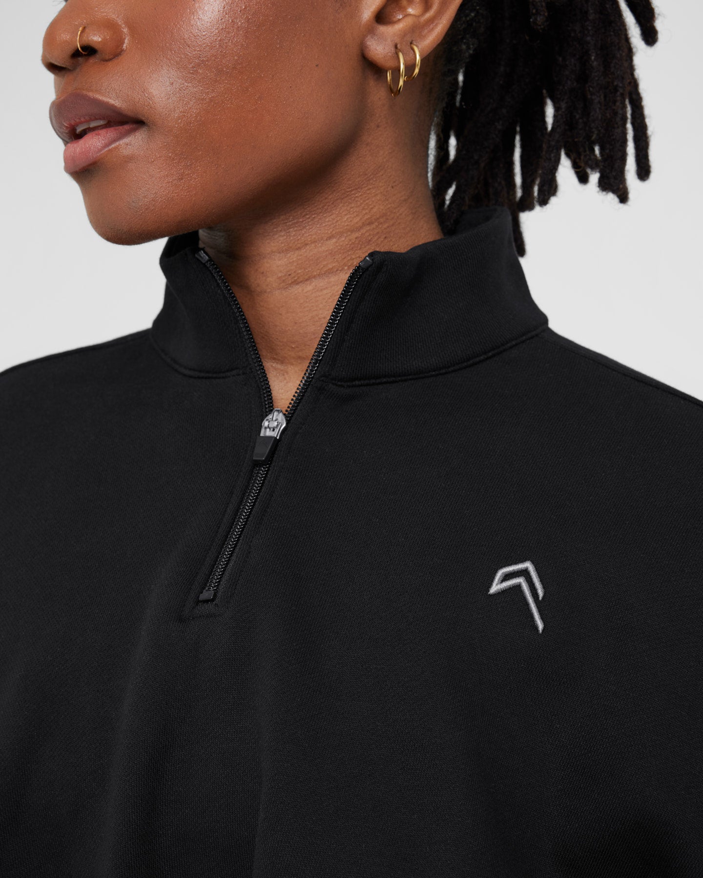 All Day Lightweight Crop 1/4 Zip Sweatshirt | Black - Image 4