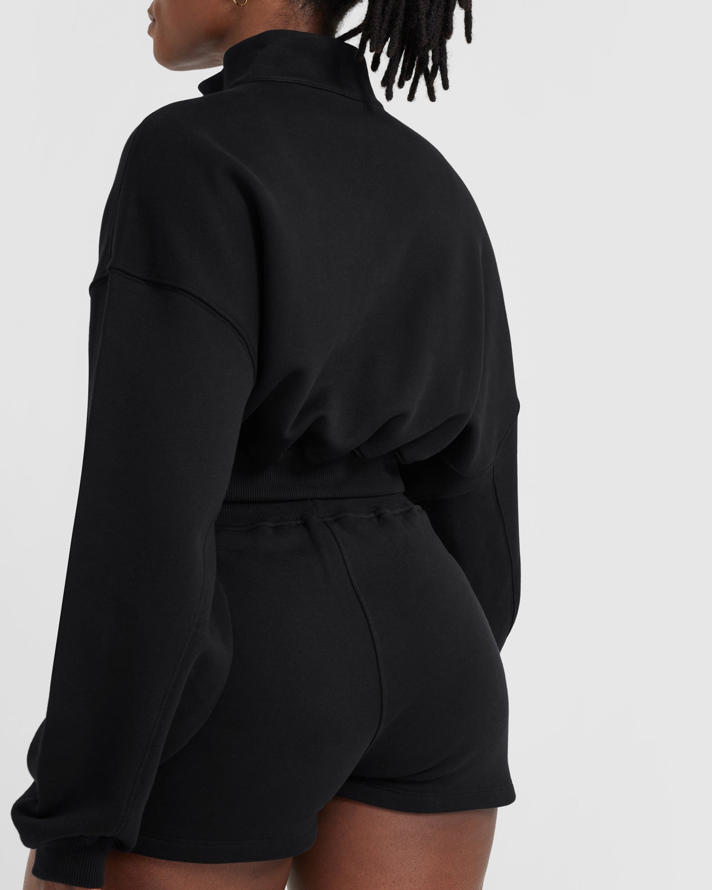 All Day Lightweight Crop 1/4 Zip Sweatshirt | Black - Image 5