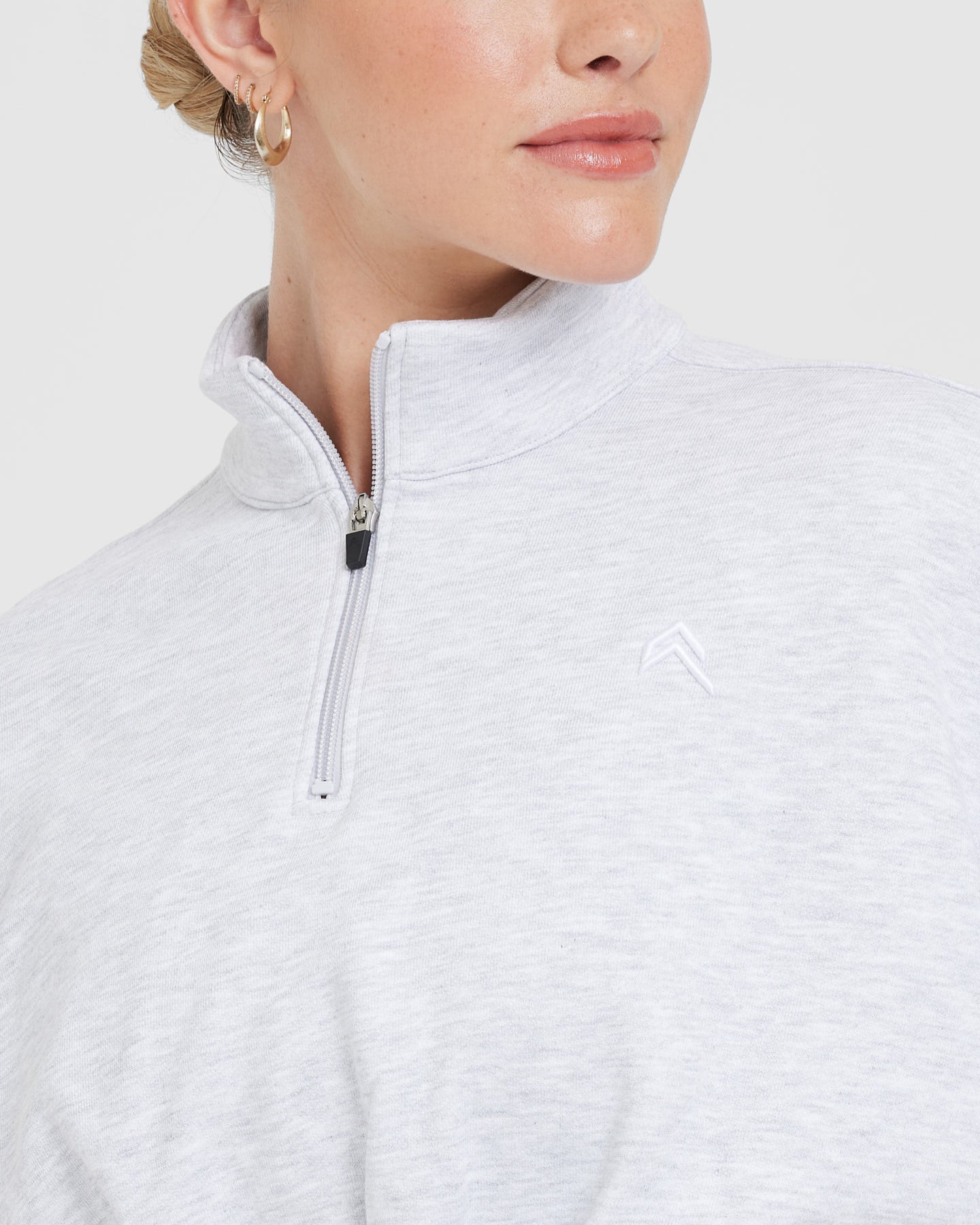 All Day Lightweight Crop 1/4 Zip Sweatshirt | Light Grey Marl - Image 4