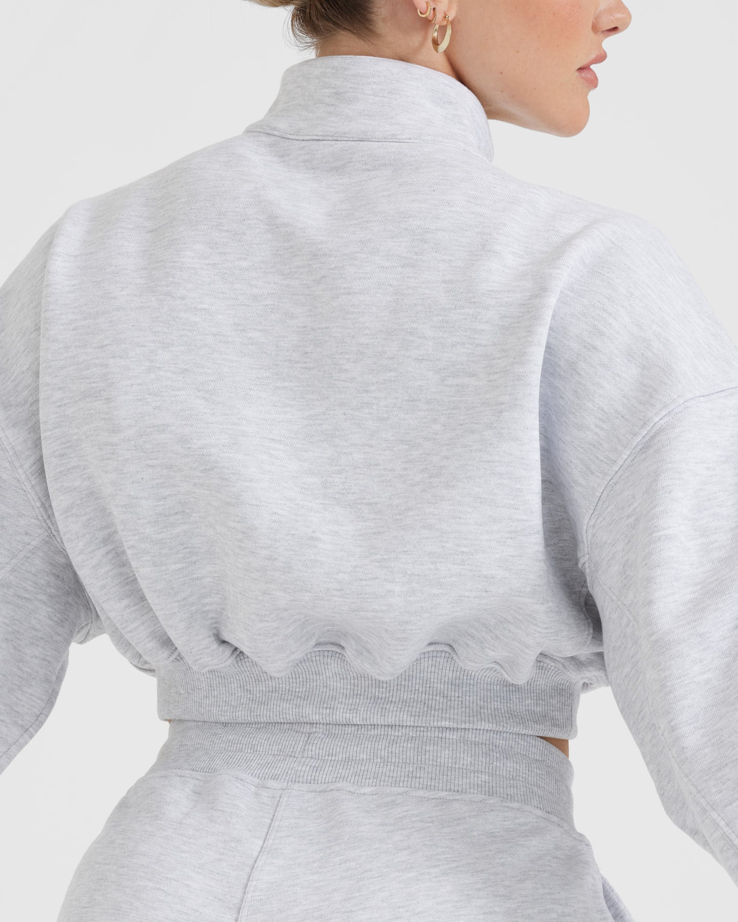 All Day Lightweight Crop 1/4 Zip Sweatshirt | Light Grey Marl - Image 5