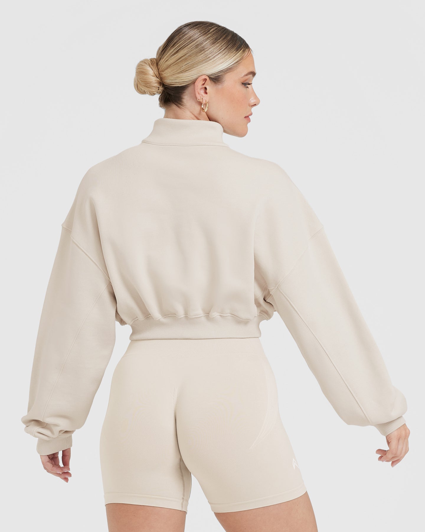 Alternative view of All Day Lightweight Crop 1/4 Zip Sweatshirt | Sand