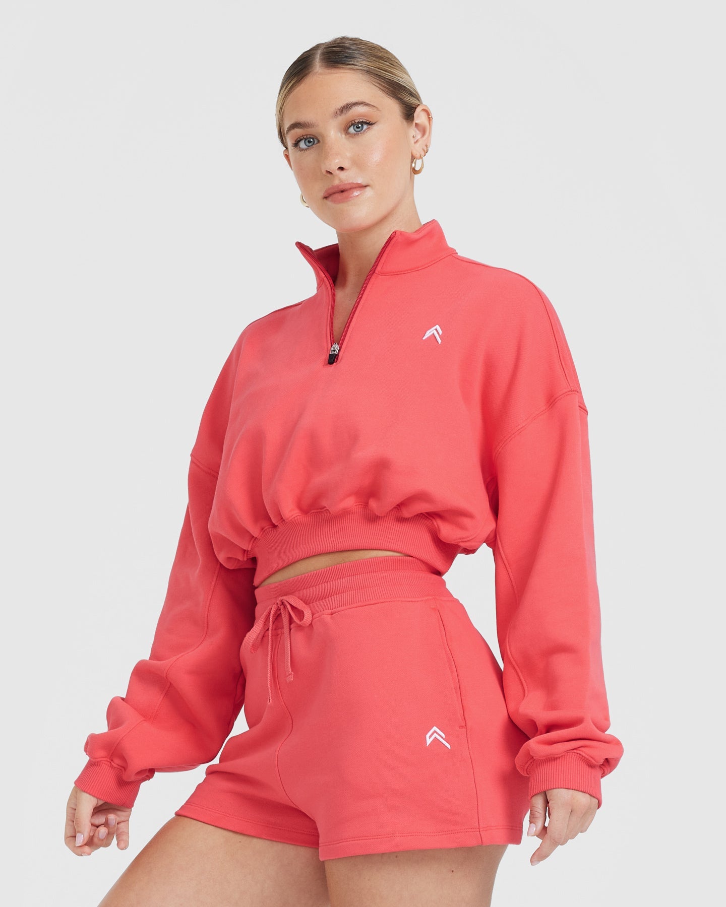 All Day Lightweight Crop 1/4 Zip Sweatshirt | Sweet Red - Image 3