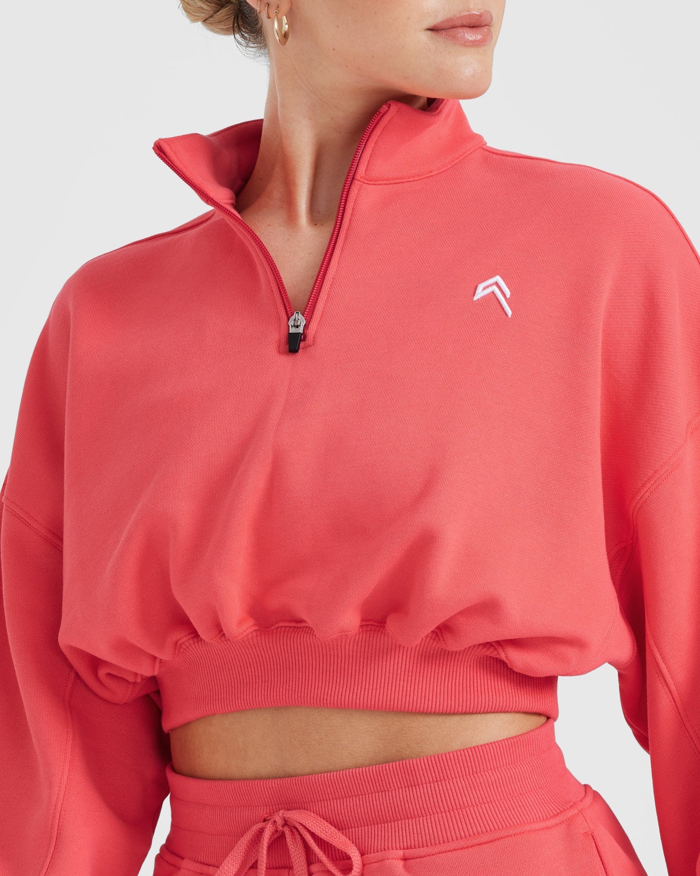 All Day Lightweight Crop 1/4 Zip Sweatshirt | Sweet Red - Image 5