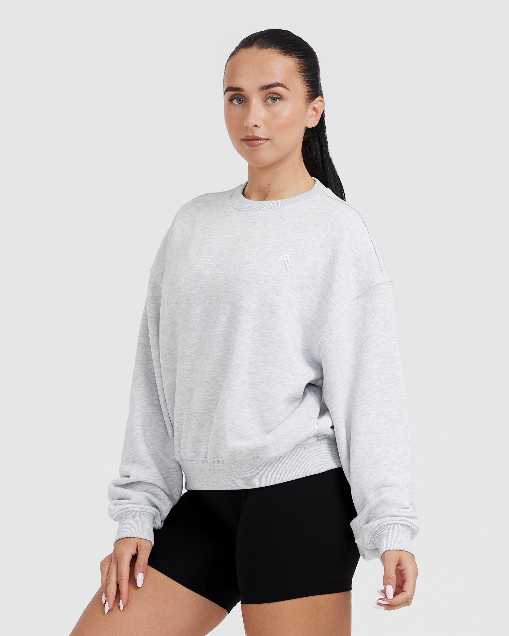 All Day Lightweight Oversized Sweatshirt | Light Grey Marl - Image 3