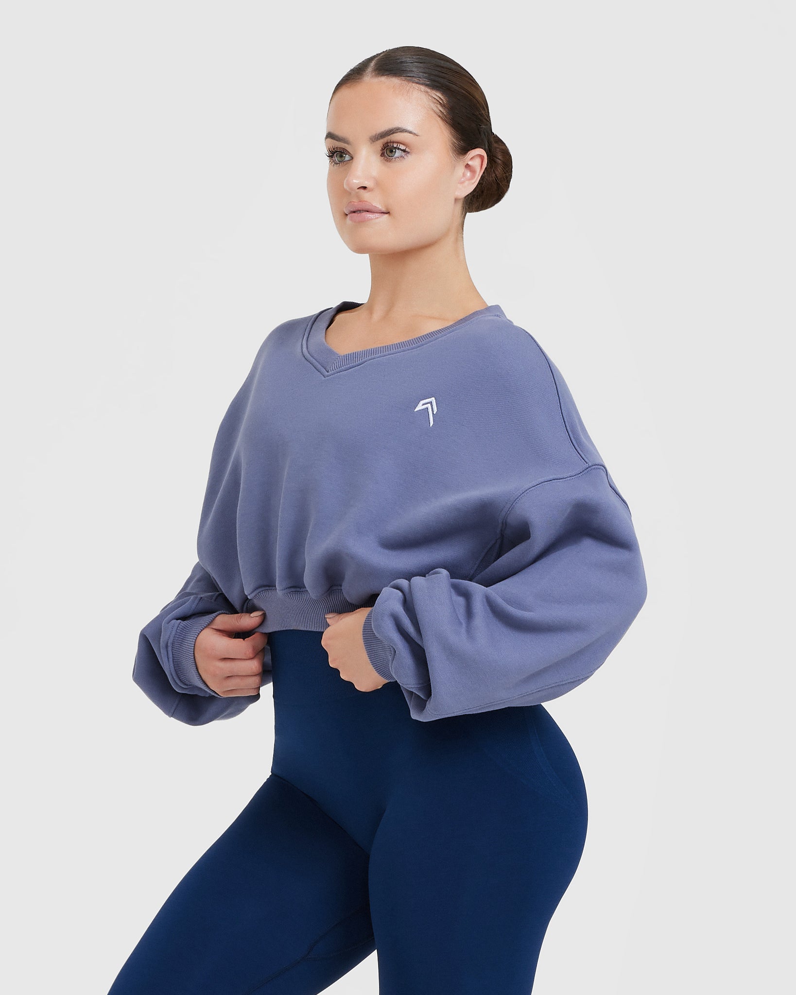 All Day Lightweight Oversized V Neck Sweatshirt | Slate Blue - Image 3