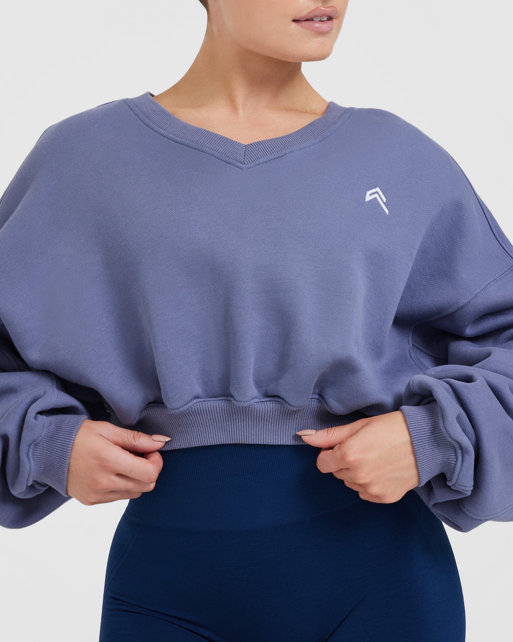 All Day Lightweight Oversized V Neck Sweatshirt | Slate Blue - Image 4