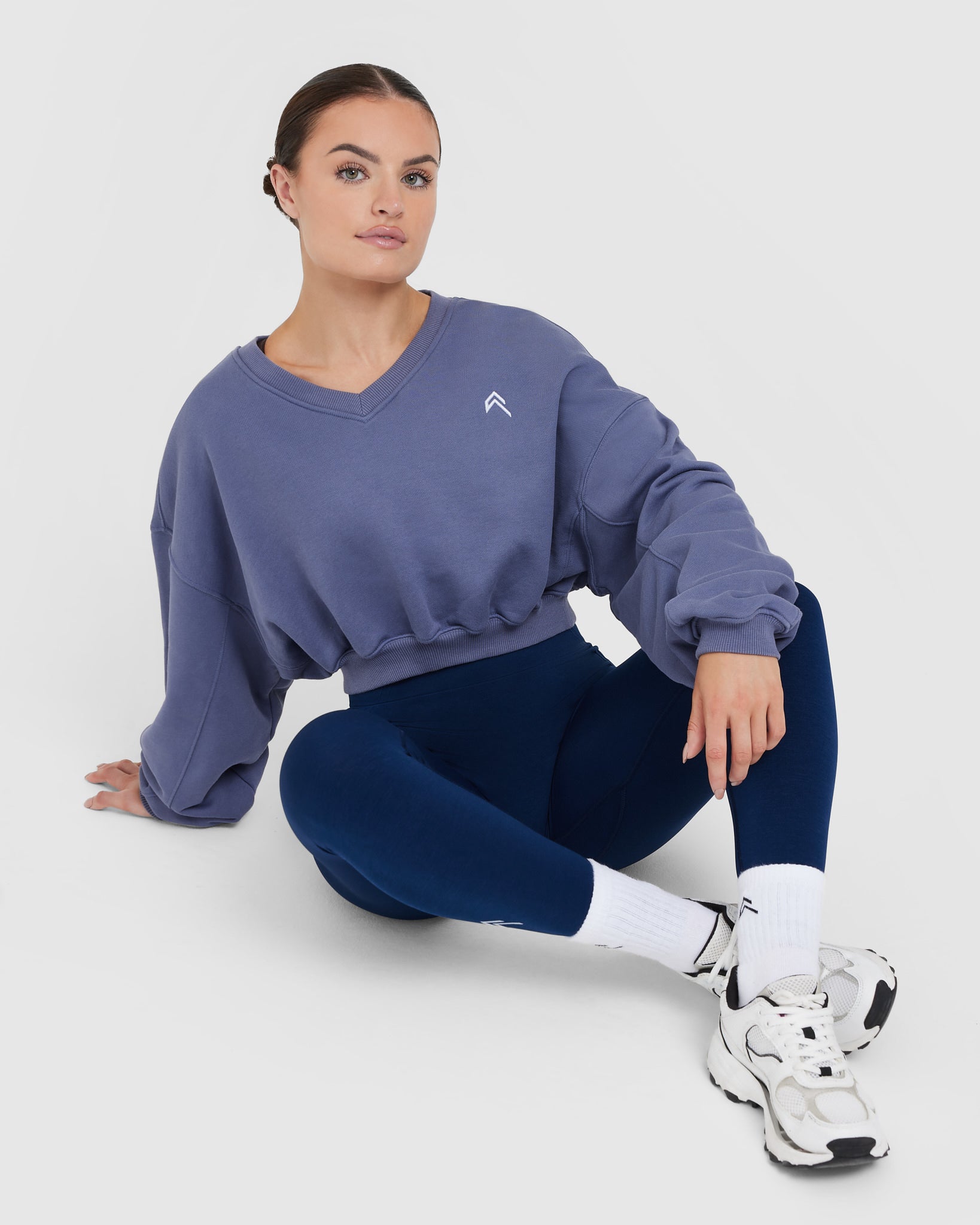 All Day Lightweight Oversized V Neck Sweatshirt | Slate Blue - Image 5