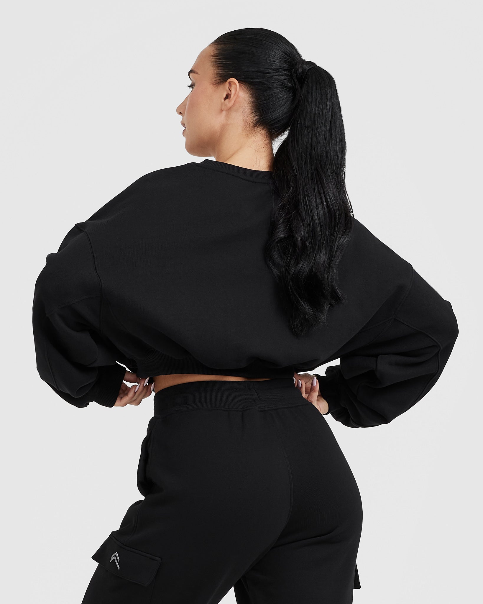 Alternative view of All Day Lightweight Oversized V Neck Sweatshirt | Black