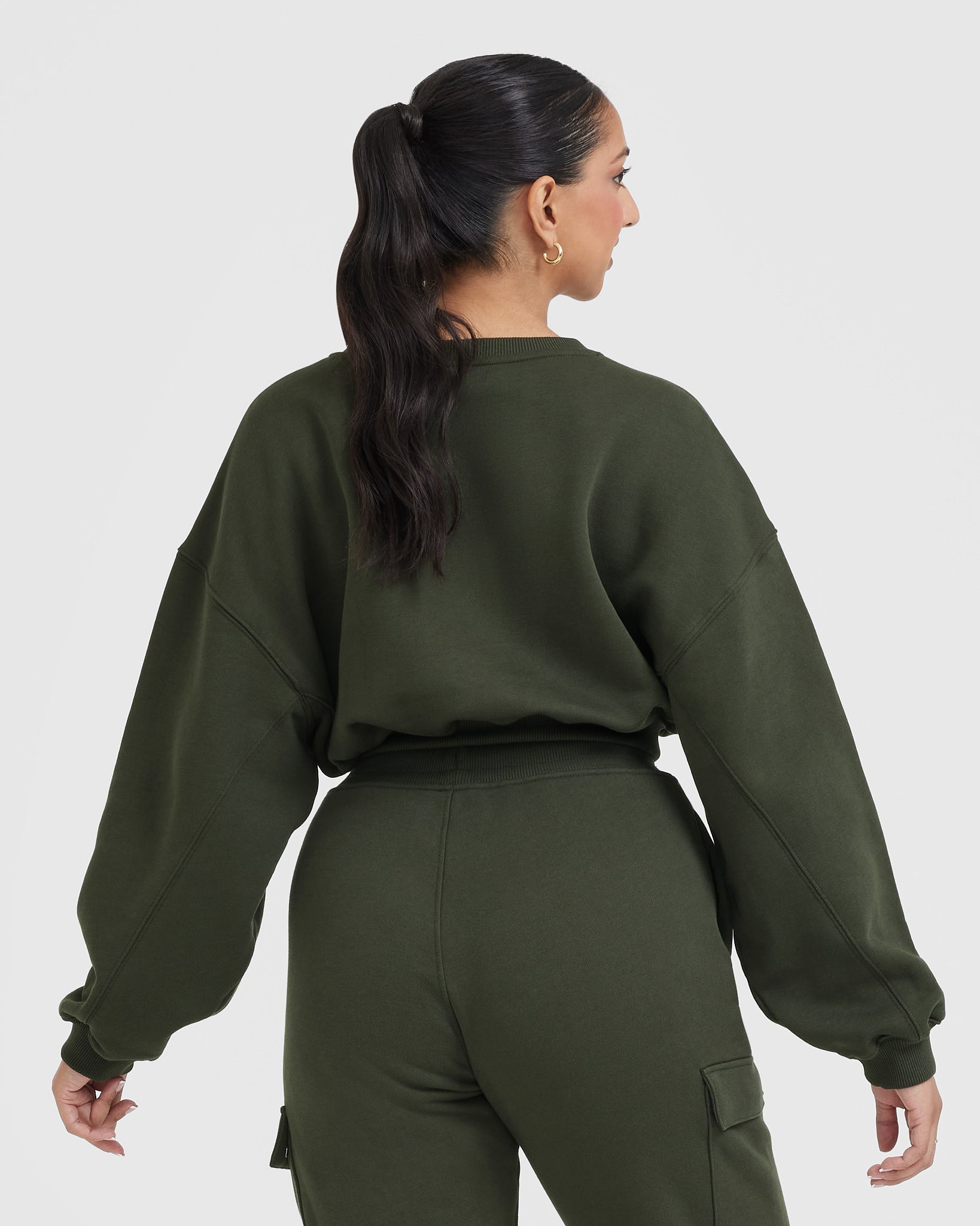 Alternative view of All Day Lightweight Oversized V Neck Sweatshirt | Khaki