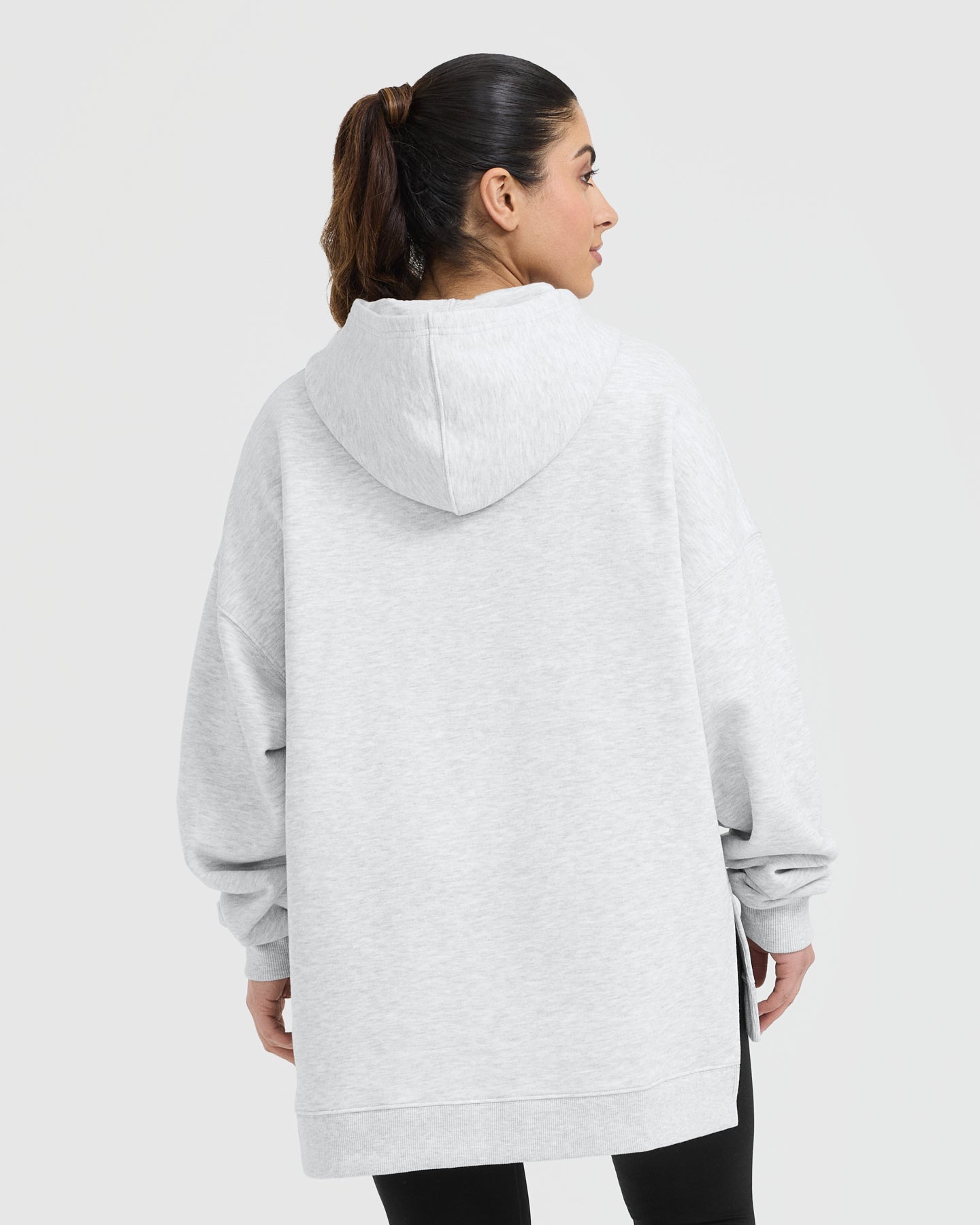 Alternative view of All Day Longline Hoodie | Light Grey Marl