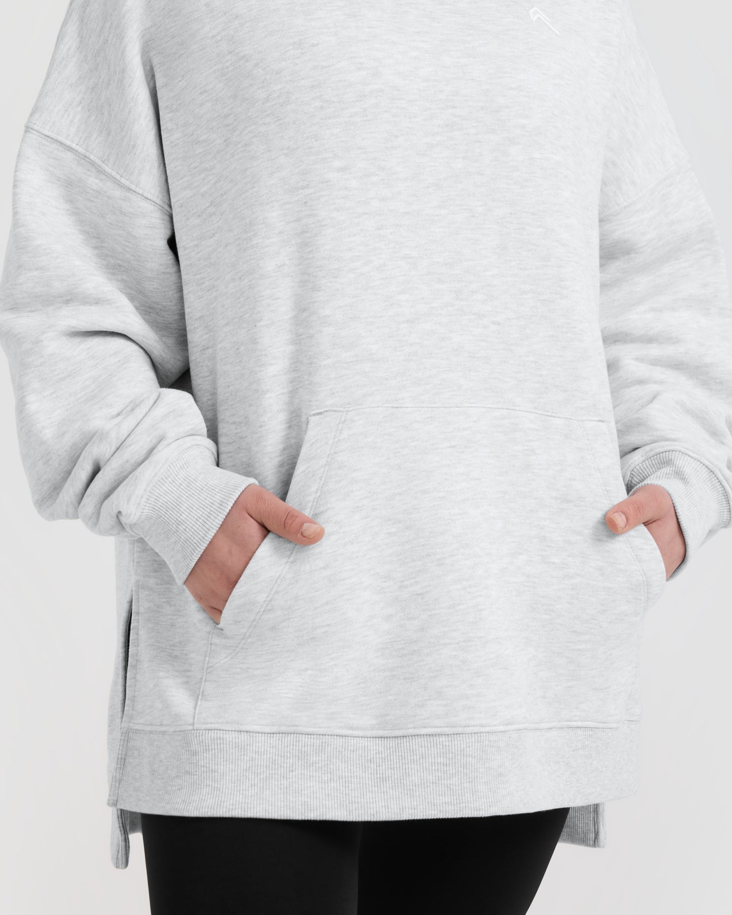All Day Longline Hoodie | Light Grey Marl - Image 4