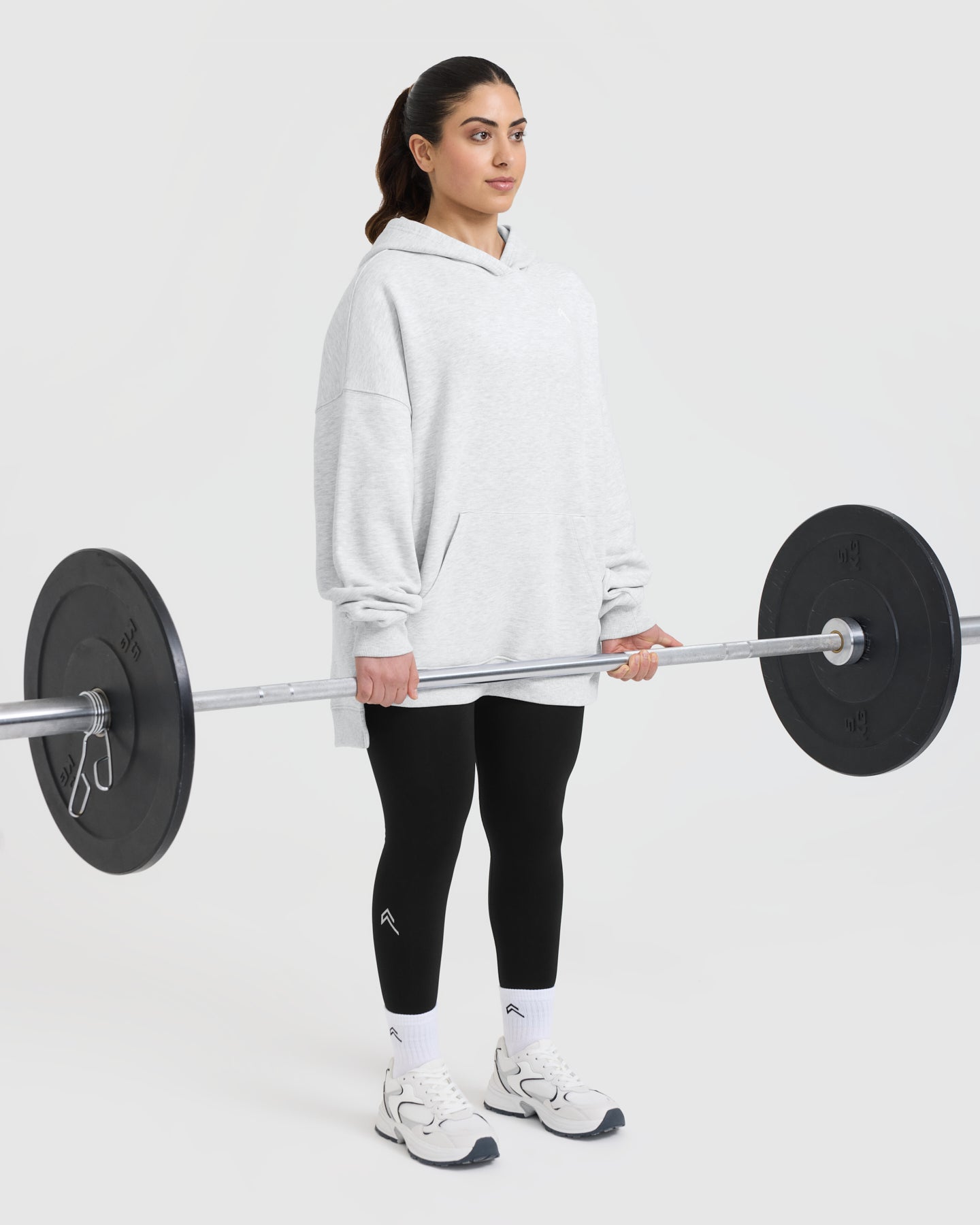 All Day Longline Hoodie | Light Grey Marl - Image 6
