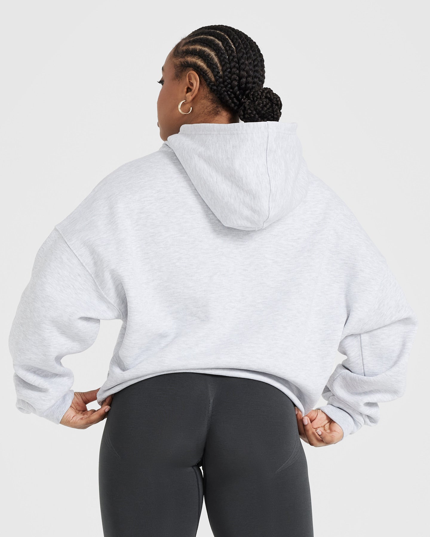 Alternative view of All Day Varsity Oversized Hoodie | Light Grey Marl