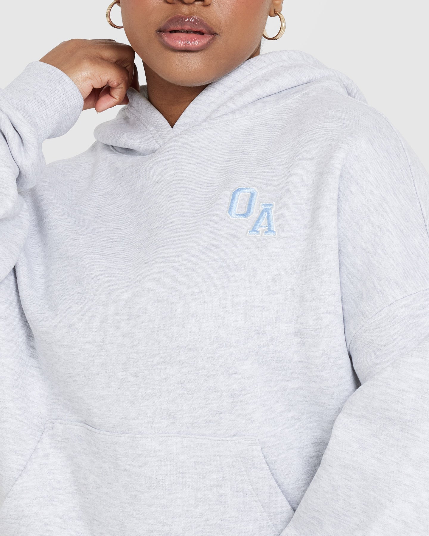 All Day Varsity Oversized Hoodie | Light Grey Marl - Image 4