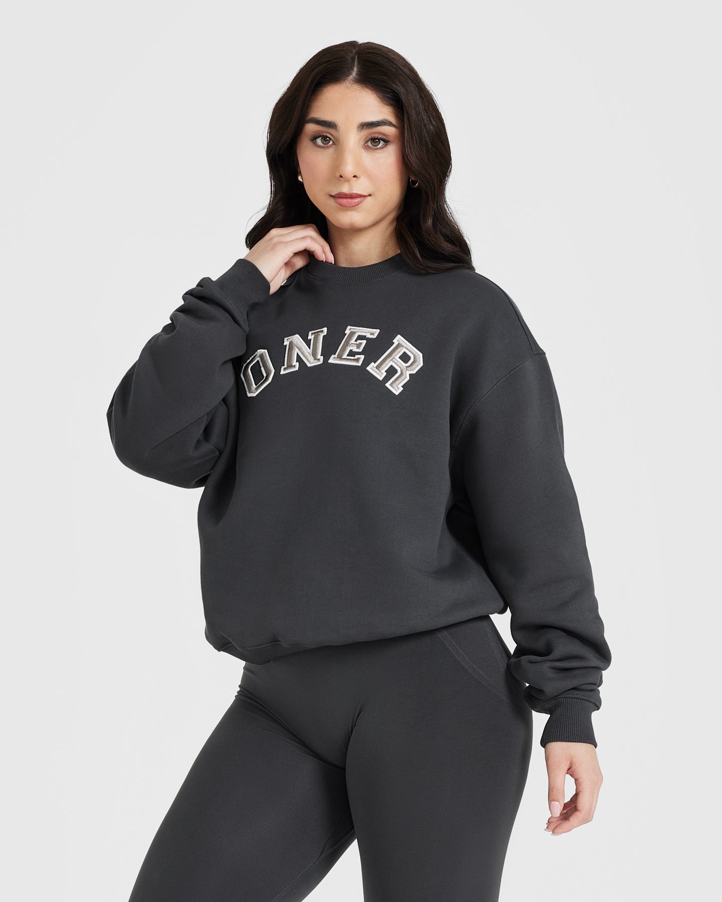 All Day Varsity Oversized Sweatshirt | Coal - Image 3