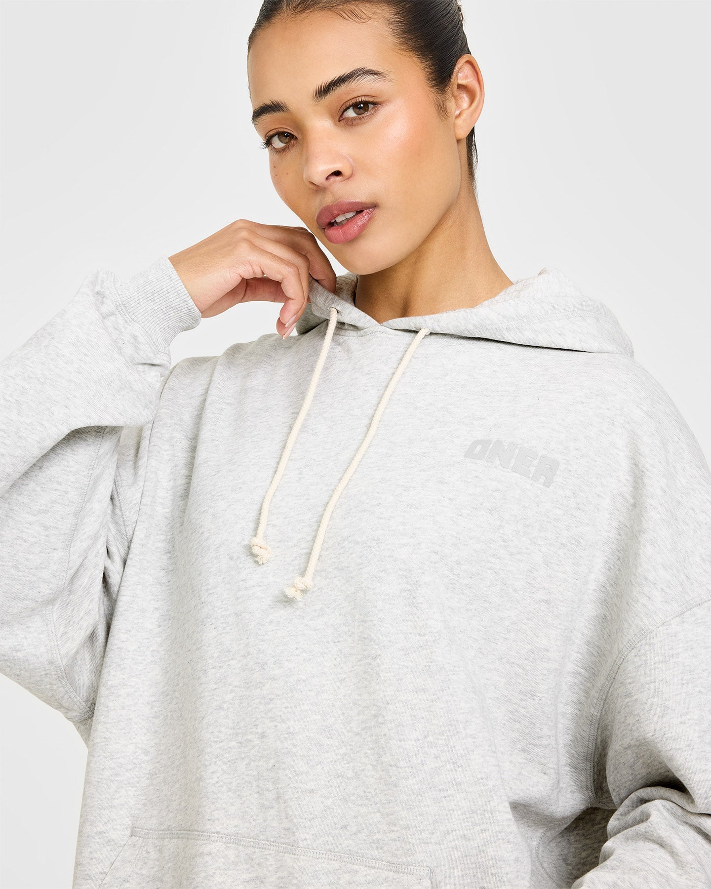Raw Lounge Oversized Hoodie | Light Grey Marl - Image 5