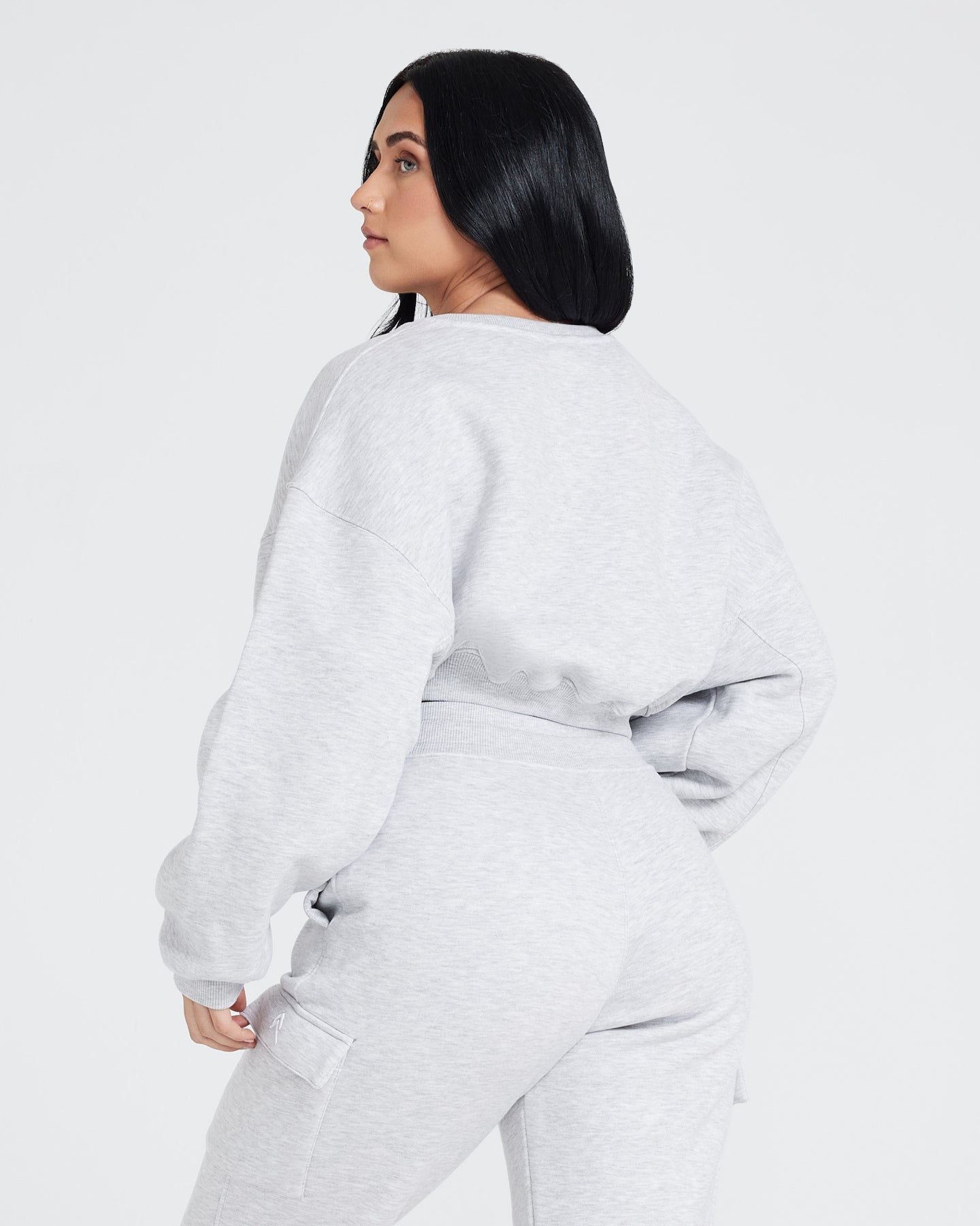 Alternative view of All Day Oversized V Neck Sweatshirt | Light Grey Marl