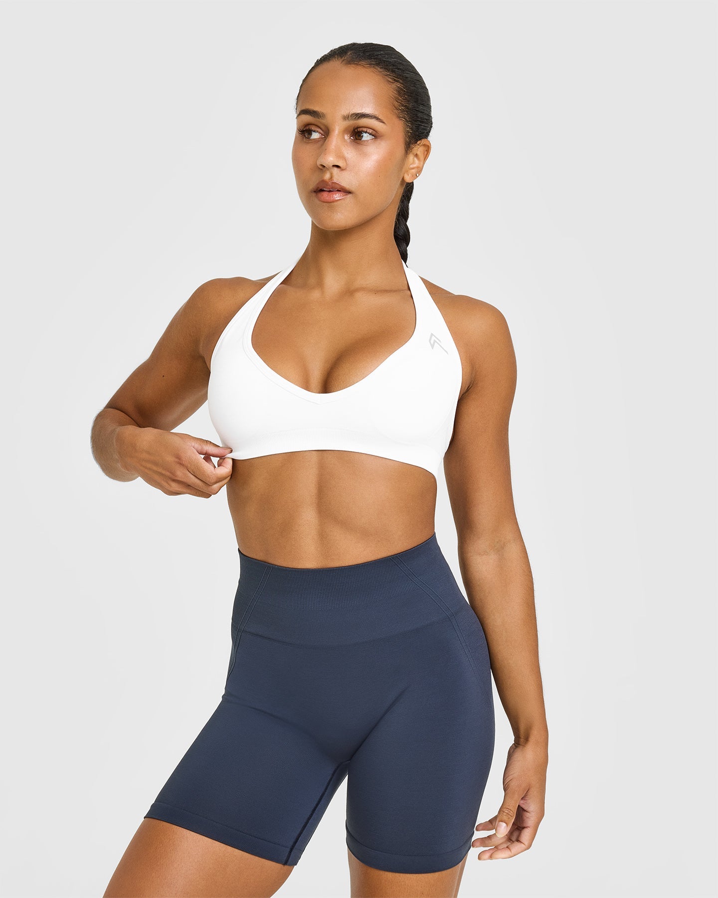 EffortlessLift Seamless Halter Neck Sports Bra | White