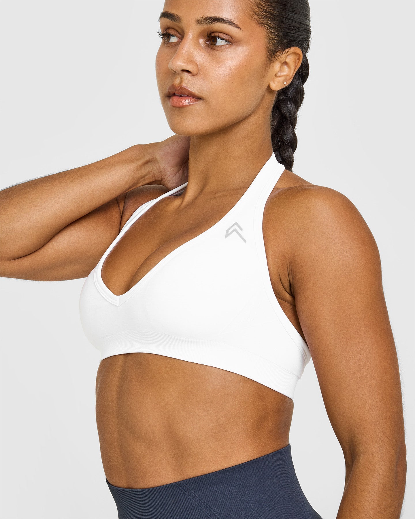 EffortlessLift Seamless Halter Neck Sports Bra | White - Image 5